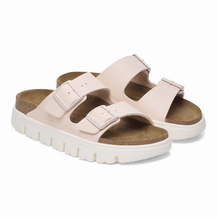 Papillio by Birkenstock Women's Arizona Birko-Flor Chunky Sandal - Light Rose Soft Leather Everyday Comfort Shoes