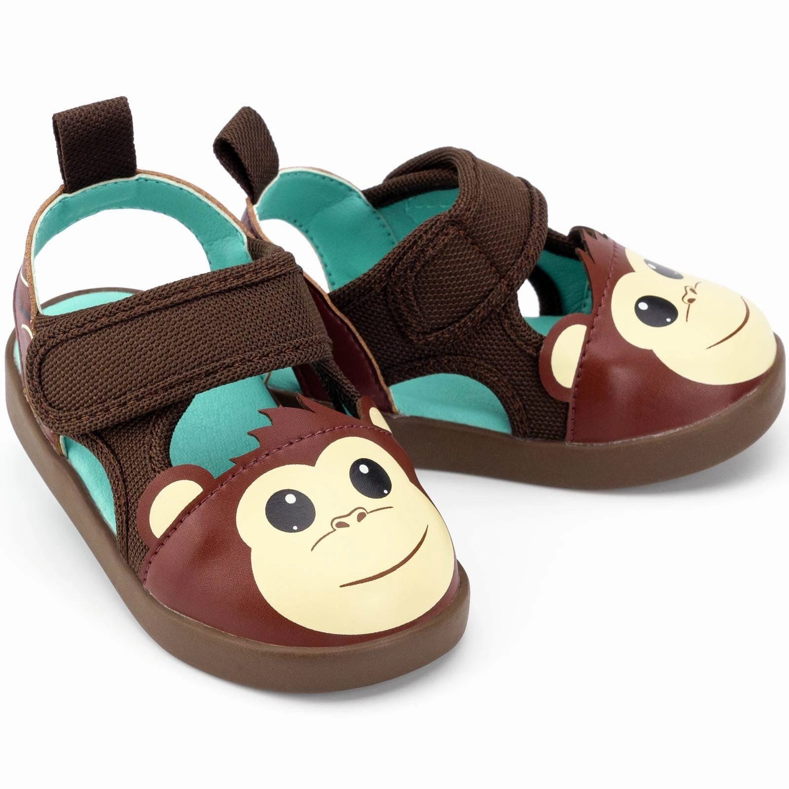 Monkey Squeaky Toddler Sandals | Brown Relaxing Shoes Functional Footwear
