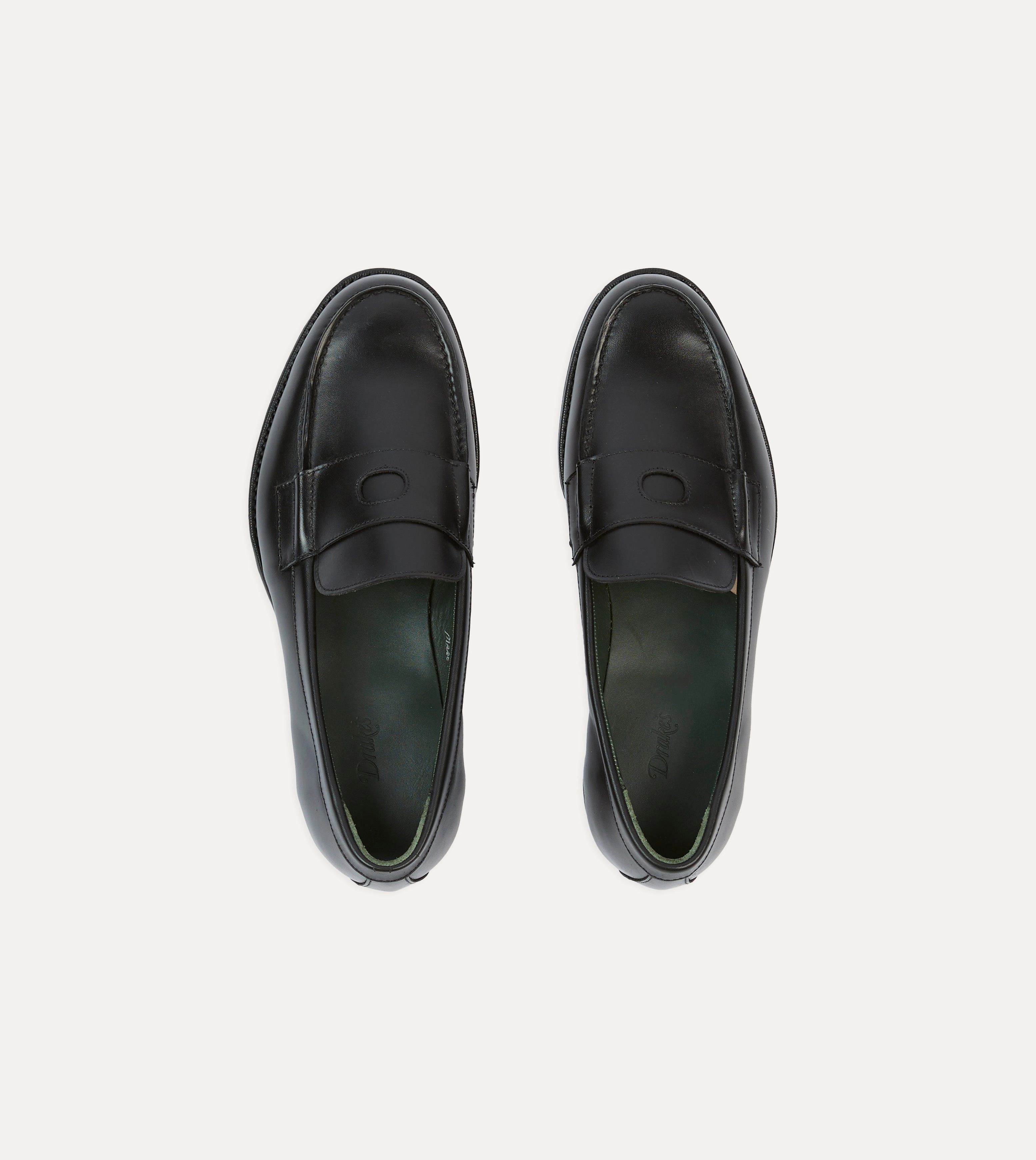 Black Calf Leather Charles Mk II Goodyear Welted Penny Loafer Stretchable Material