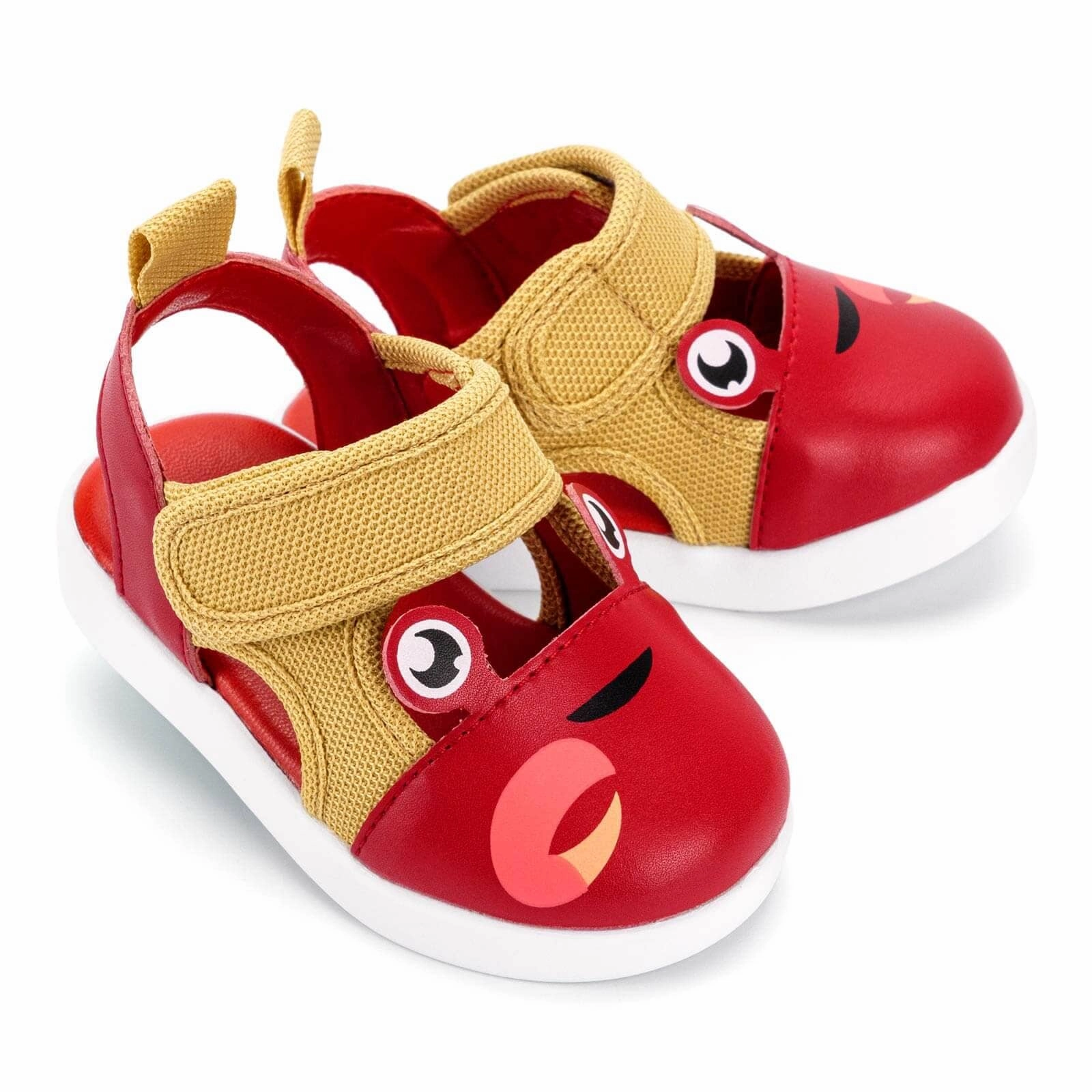 Crab Squeakerless Toddler Sandals  | Red/Tan Practical Design Pool Fun