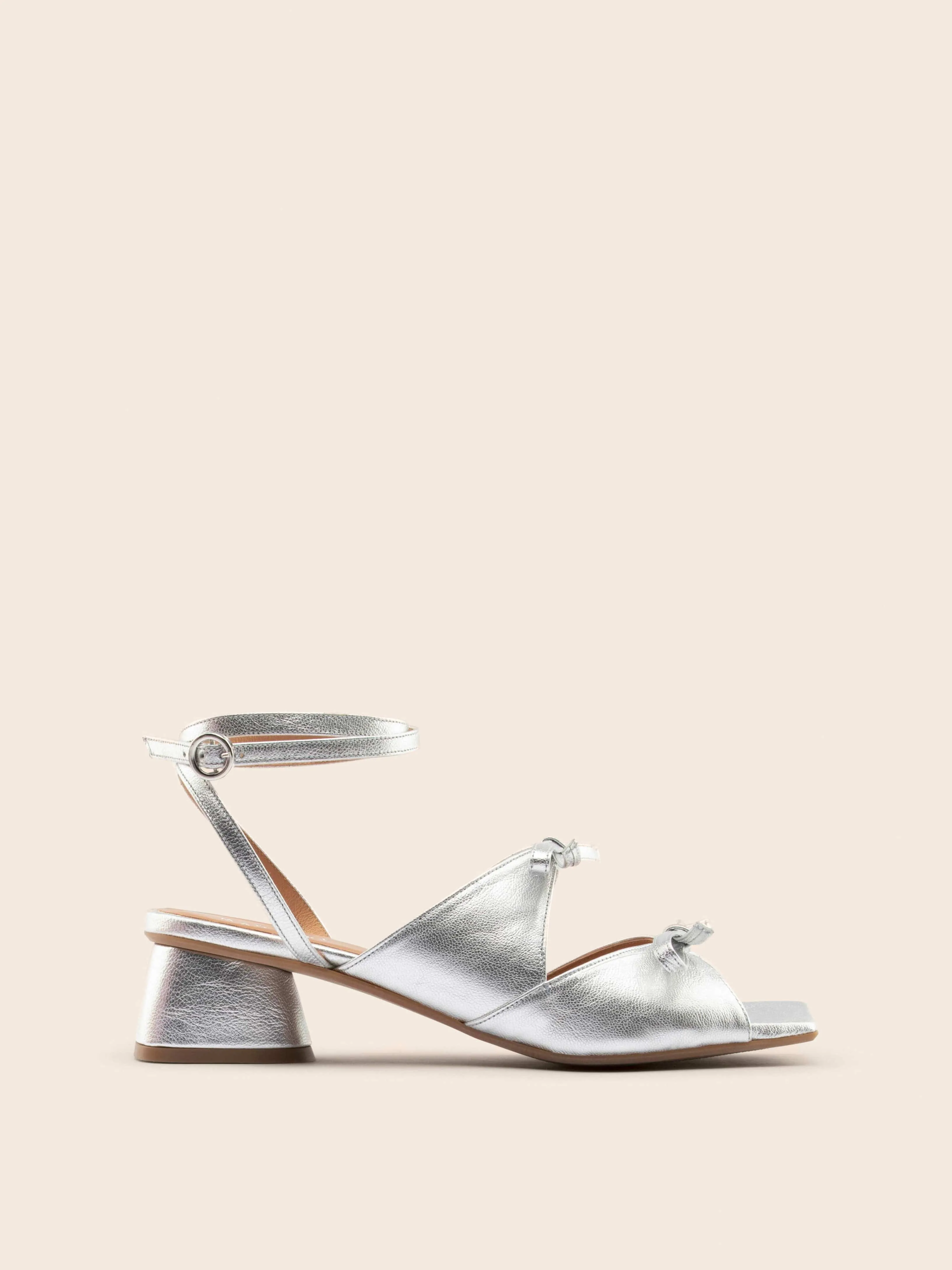 Mira Silver Heel Buckle Detail Sleek Wear