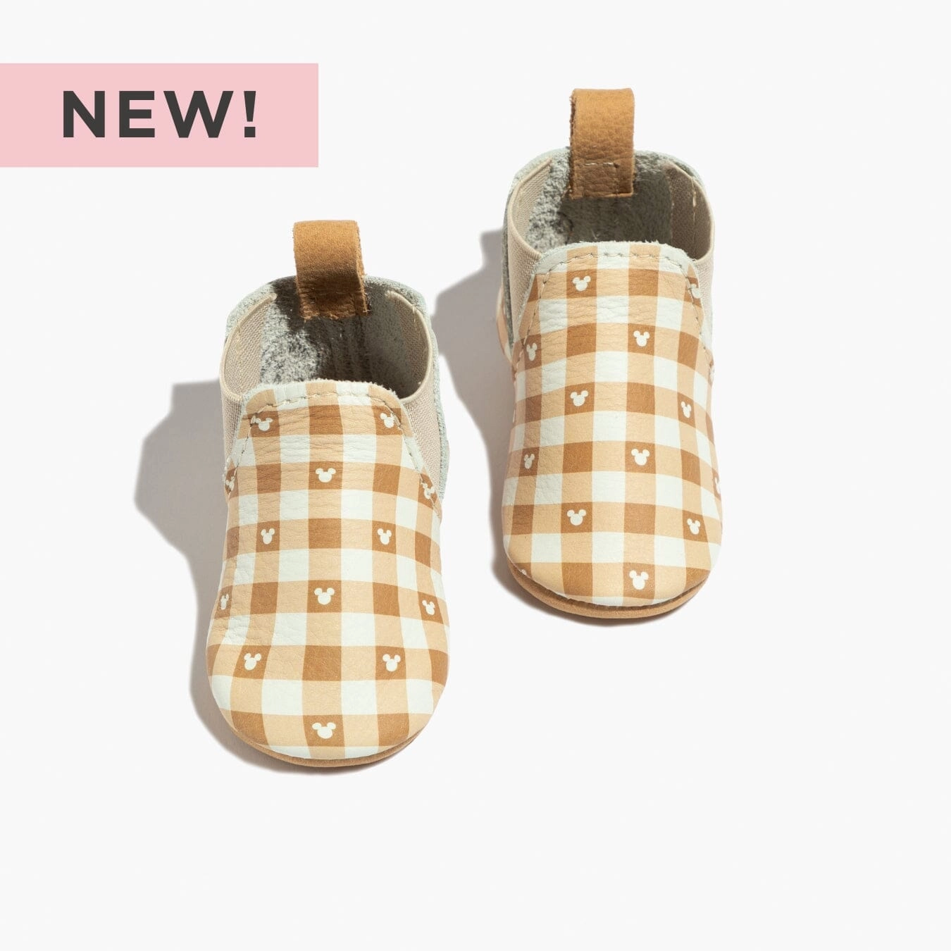 Cushioned Midsole Double Stitched Disney Gingham Mickey Mouse Chelsea Boot Baby Shoe