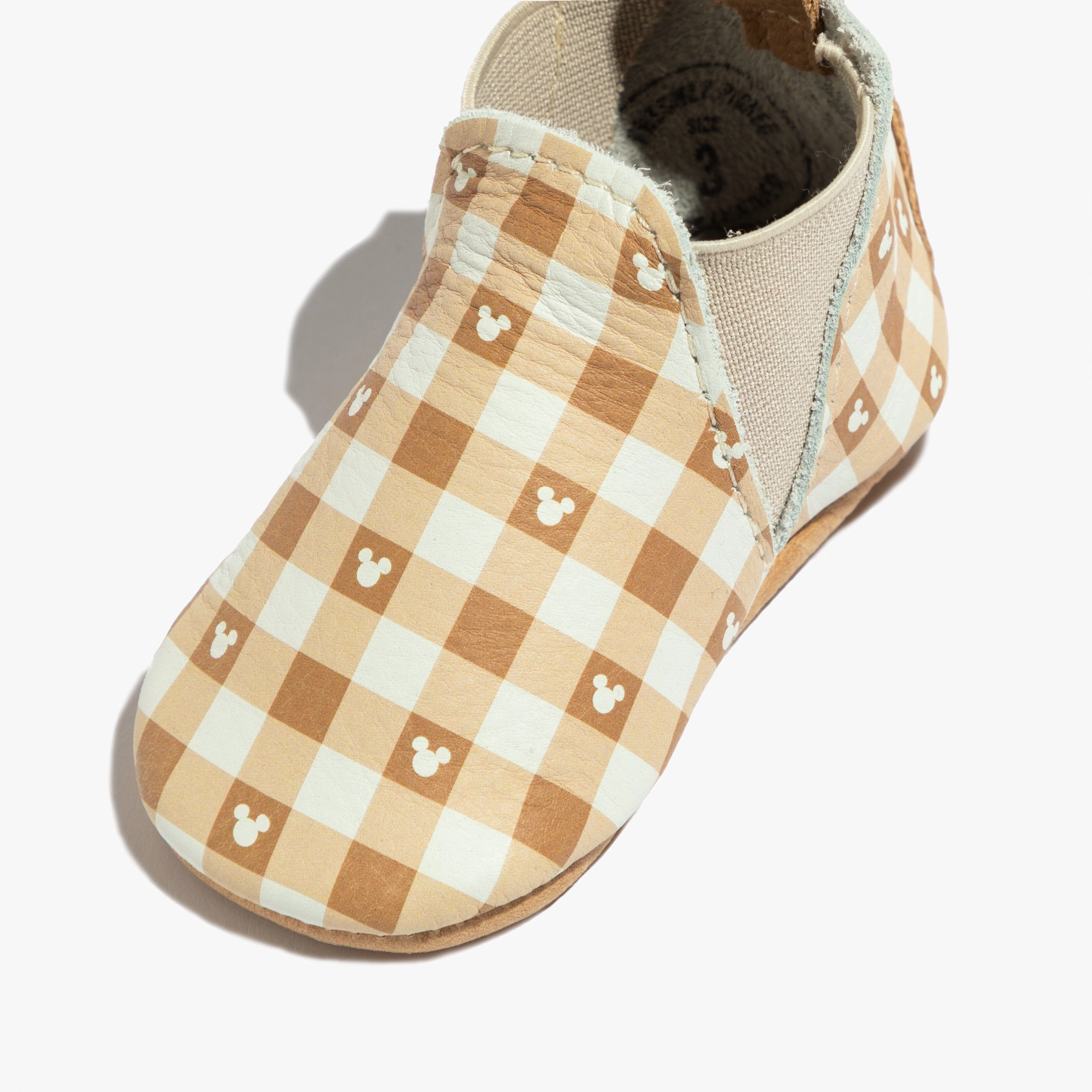 Warm kids' apparel Water Resistant Disney Gingham Mickey Mouse Chelsea Boot Baby Shoe