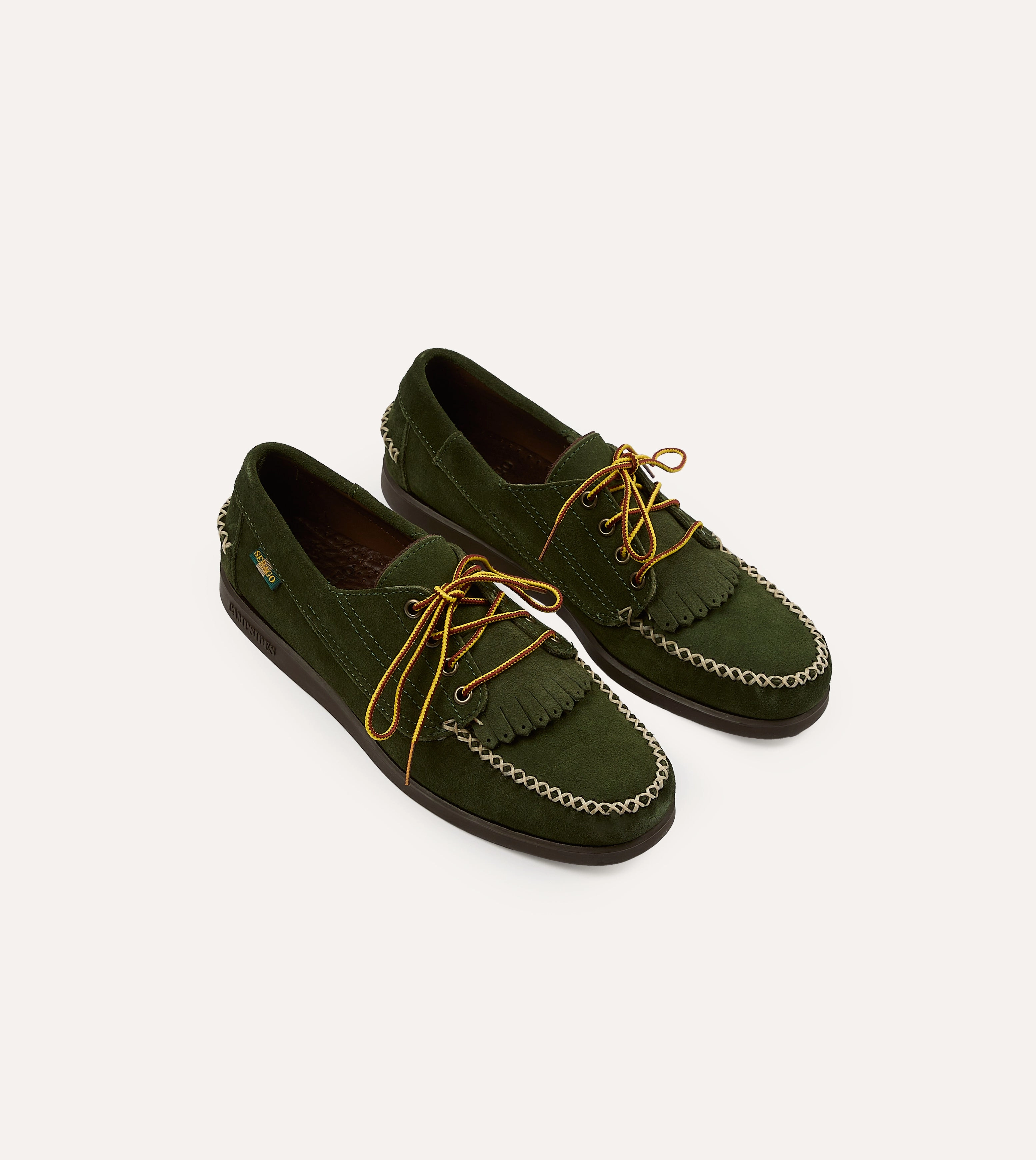Drake's by Sebago Campsides Askook Kilt Green Suede Shoe Field Power Quick Motion