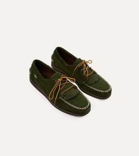 Drake's by Sebago Campsides Askook Kilt Green Suede Shoe Field Power Quick Motion