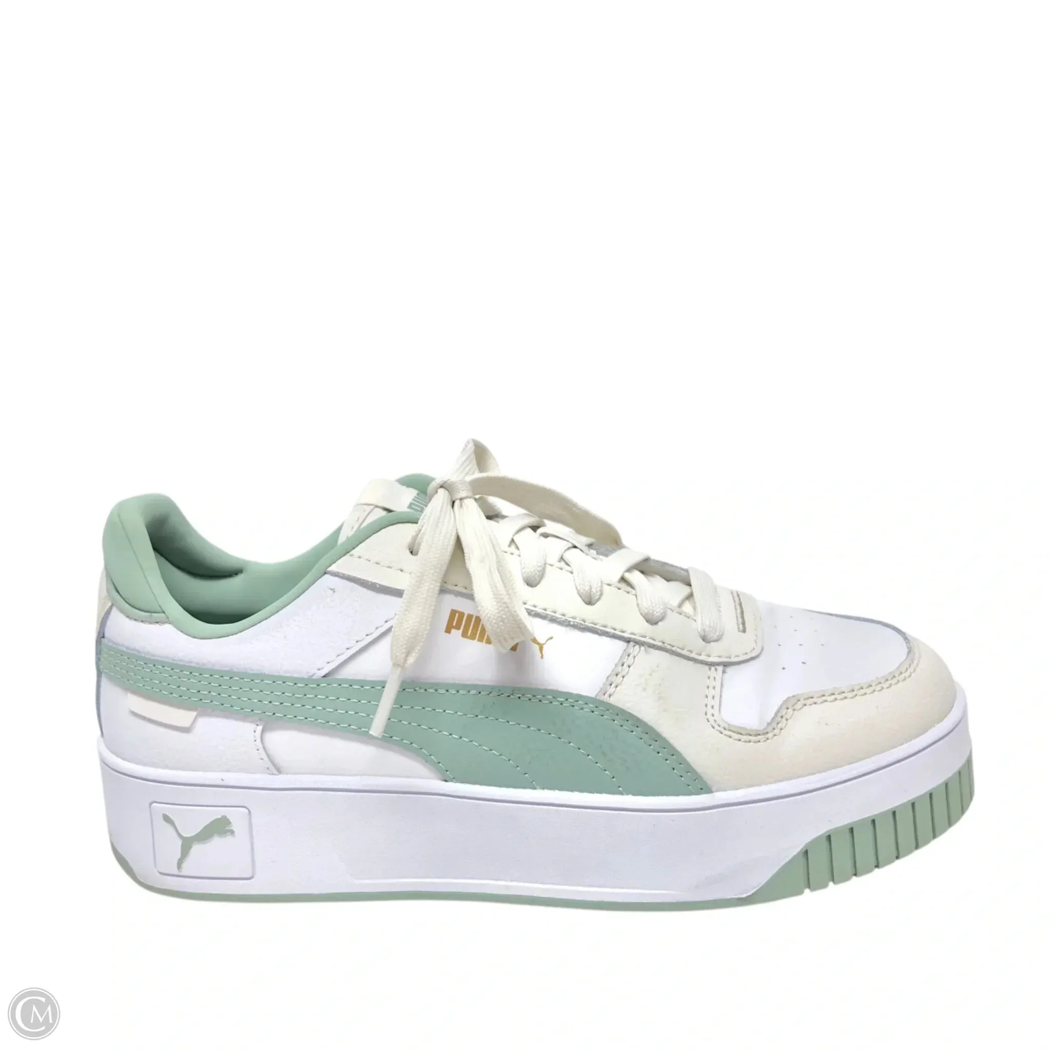 Shoes Sneakers By Puma In Green & White, Size: 8.5 Elastic Band