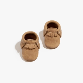 Newborn Weathered Brown Moccasin Baby Shoe Eco Friendly Fabric