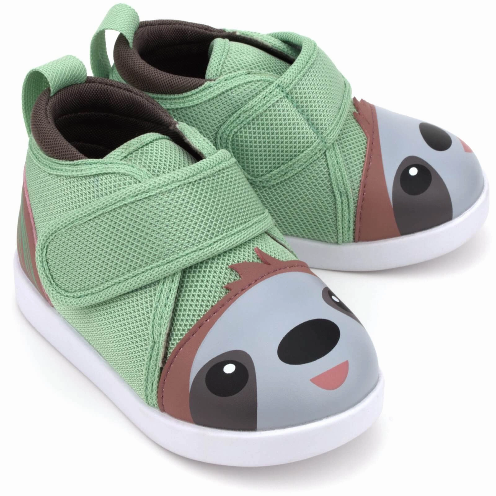 synthetic leather Ankle wrap Sloth Squeaky Toddler Shoes | Green/Brown Version 2 2025