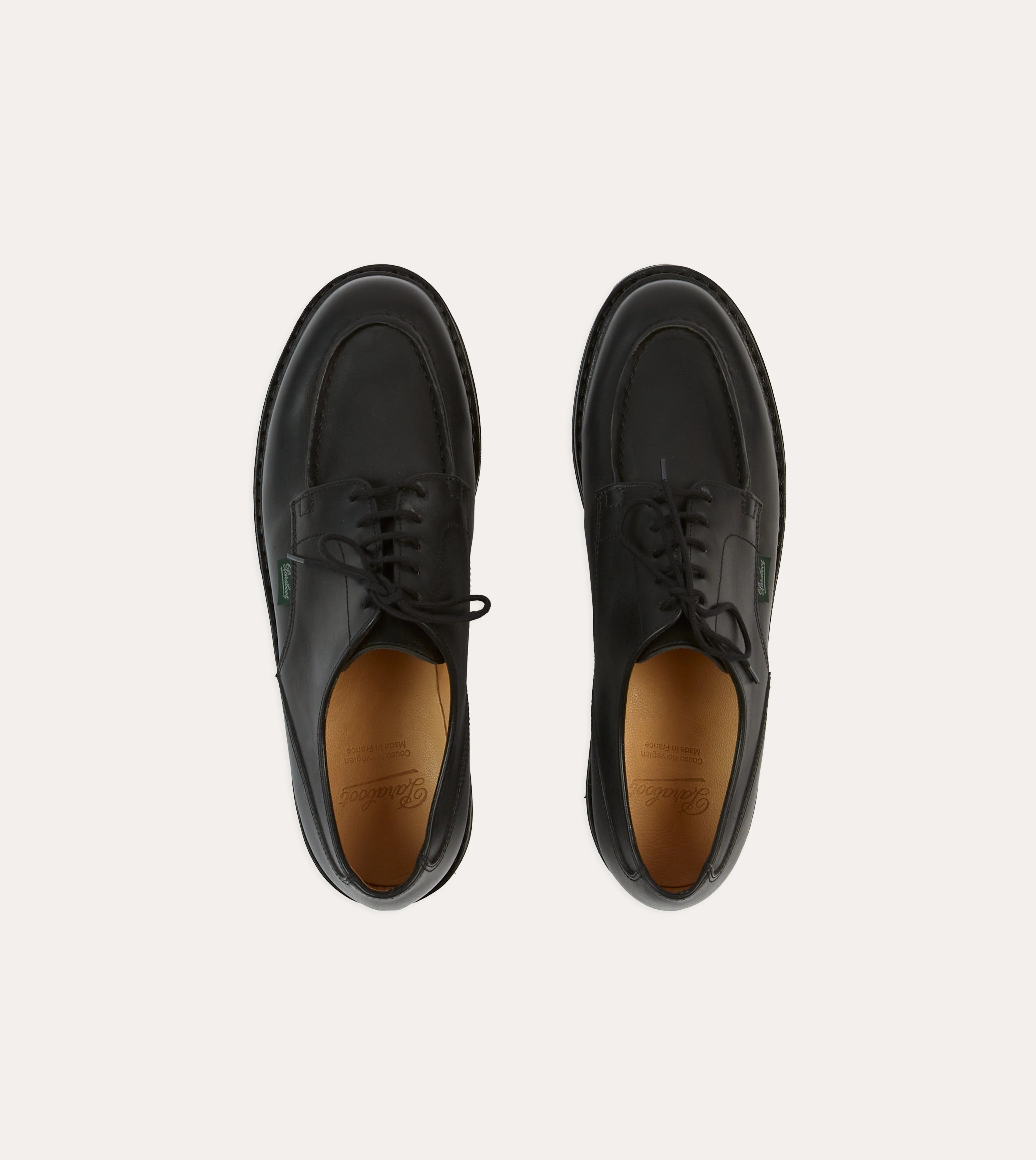 Office Classic Downtown Style Paraboot Chambord Black Leather Derby Shoe