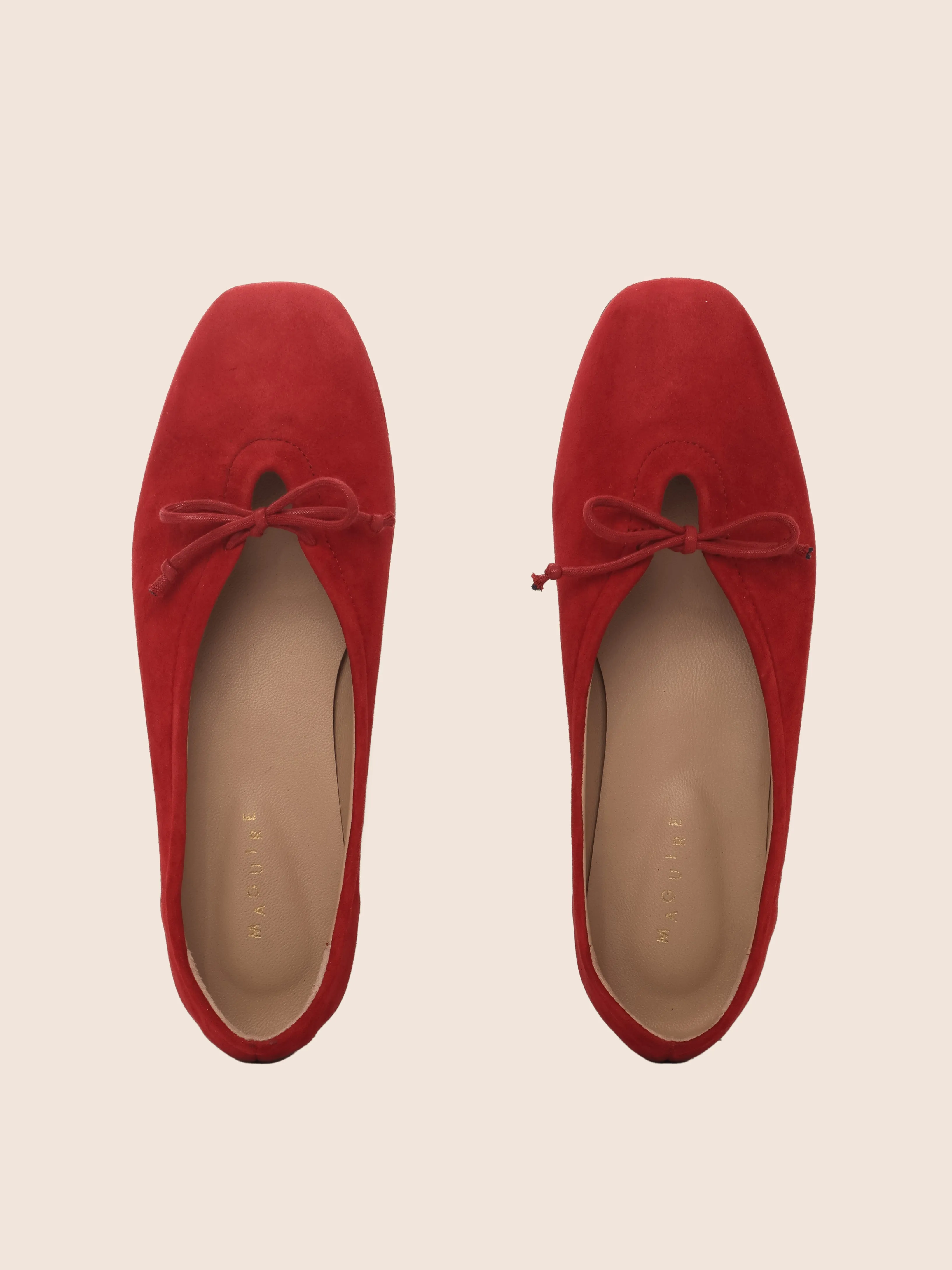 High-Comfort Wear Soft Insole Prato Cherry Suede Ballerina