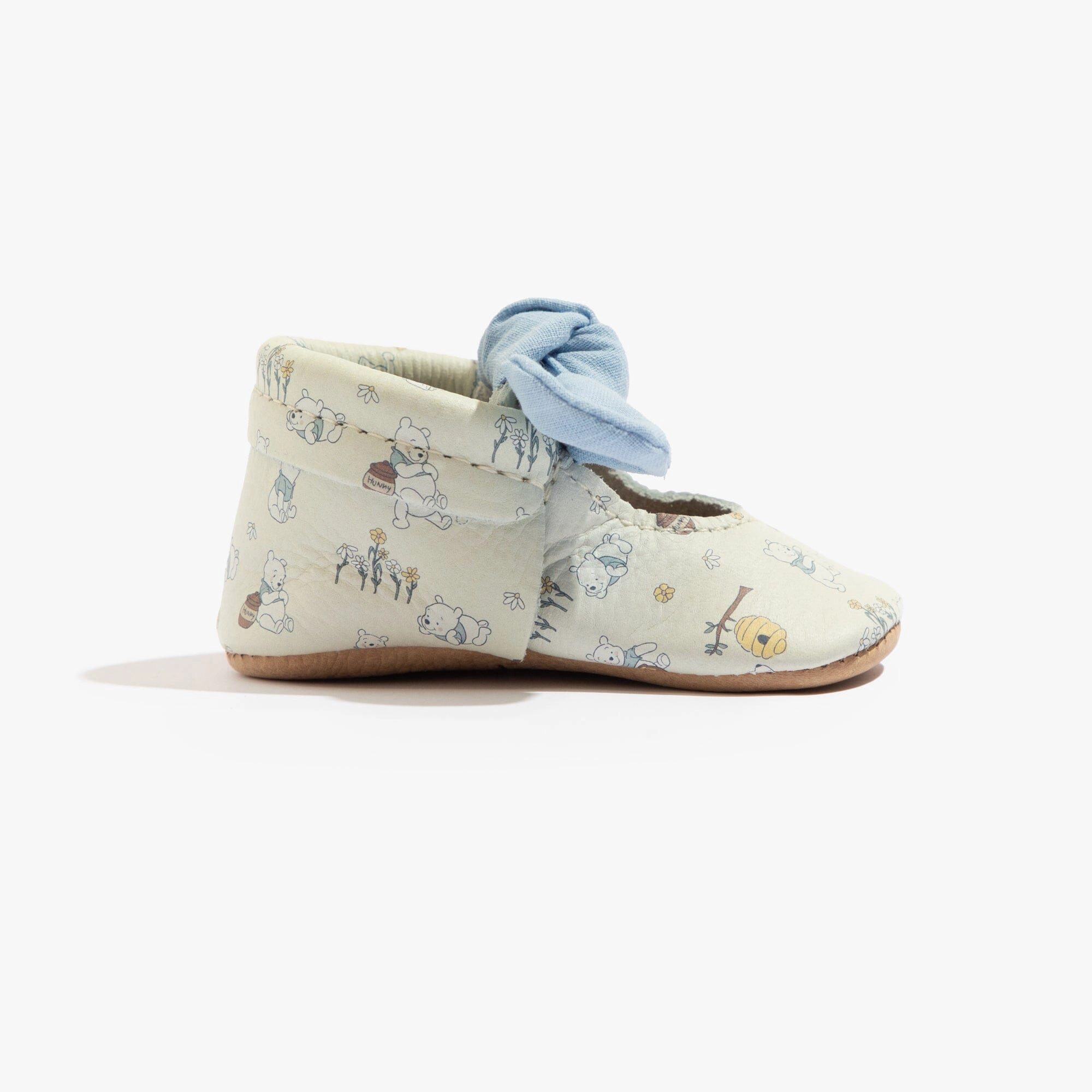 Kids' spring shoes Shock Absorbing System Disney Pooh Bear Linen Knotted Bow Baby Shoe