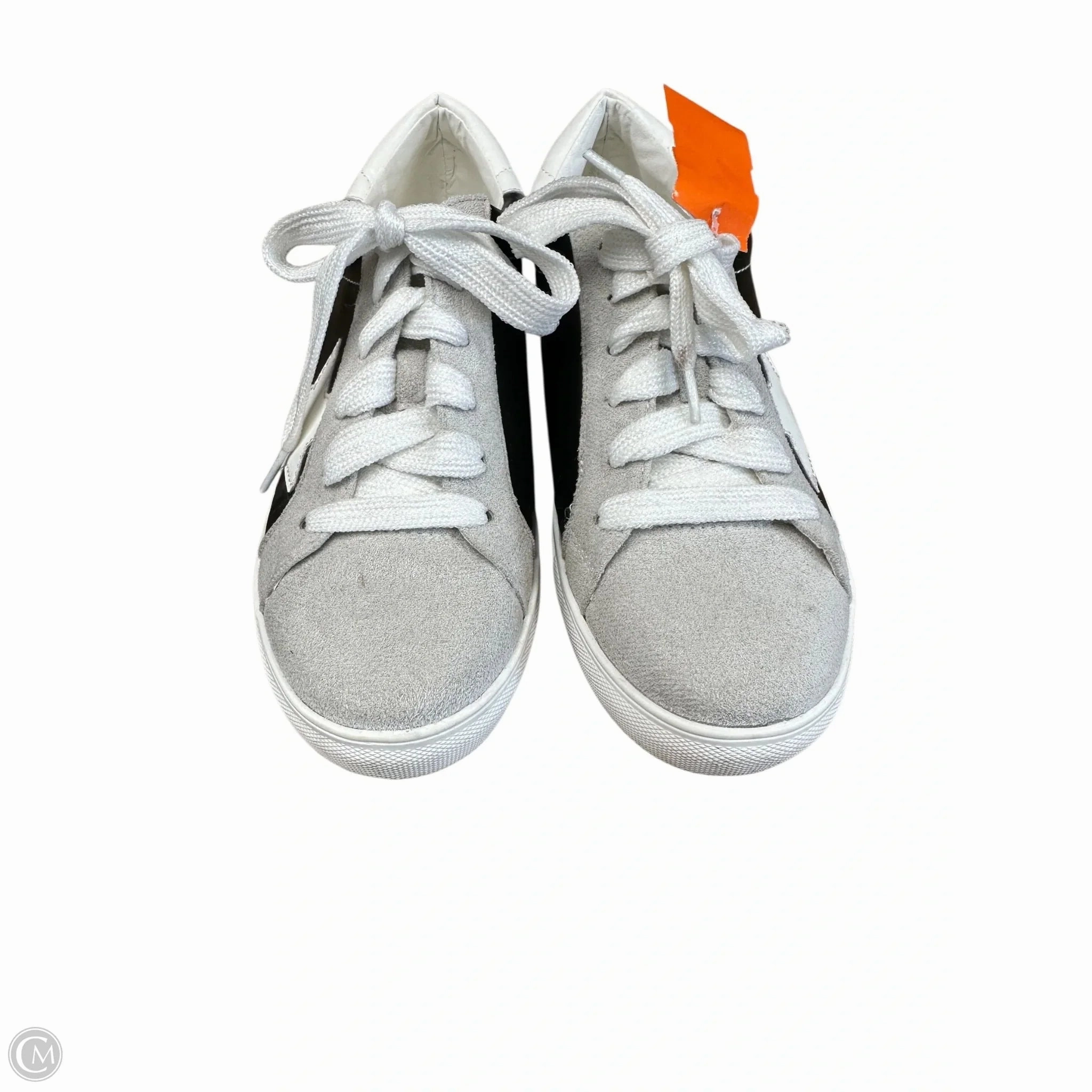 Padded Tongue SyntheticLeather Shoes Sneakers By Cme In Black & Grey, Size: 7