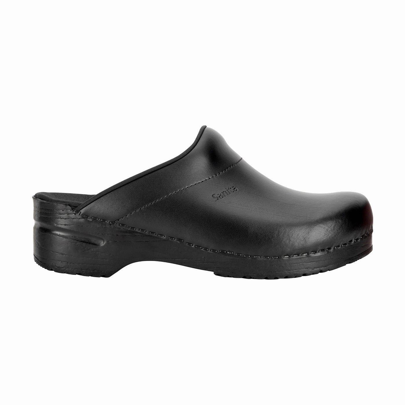 Traction pattern Stable base Sanita Men's Original Karl Open Back Clog Black PU