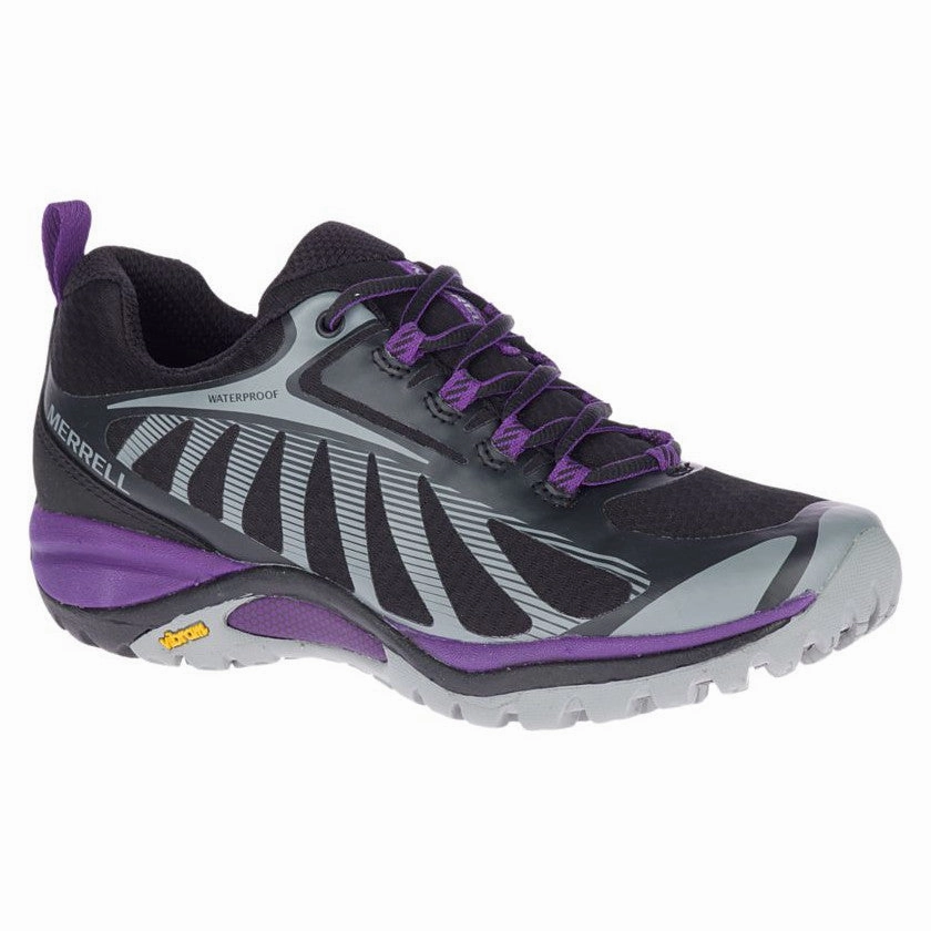 Merrell Women's Siren Edge 3 Waterproof Sneaker - Black/Acai Abrasion Resistant Outsole