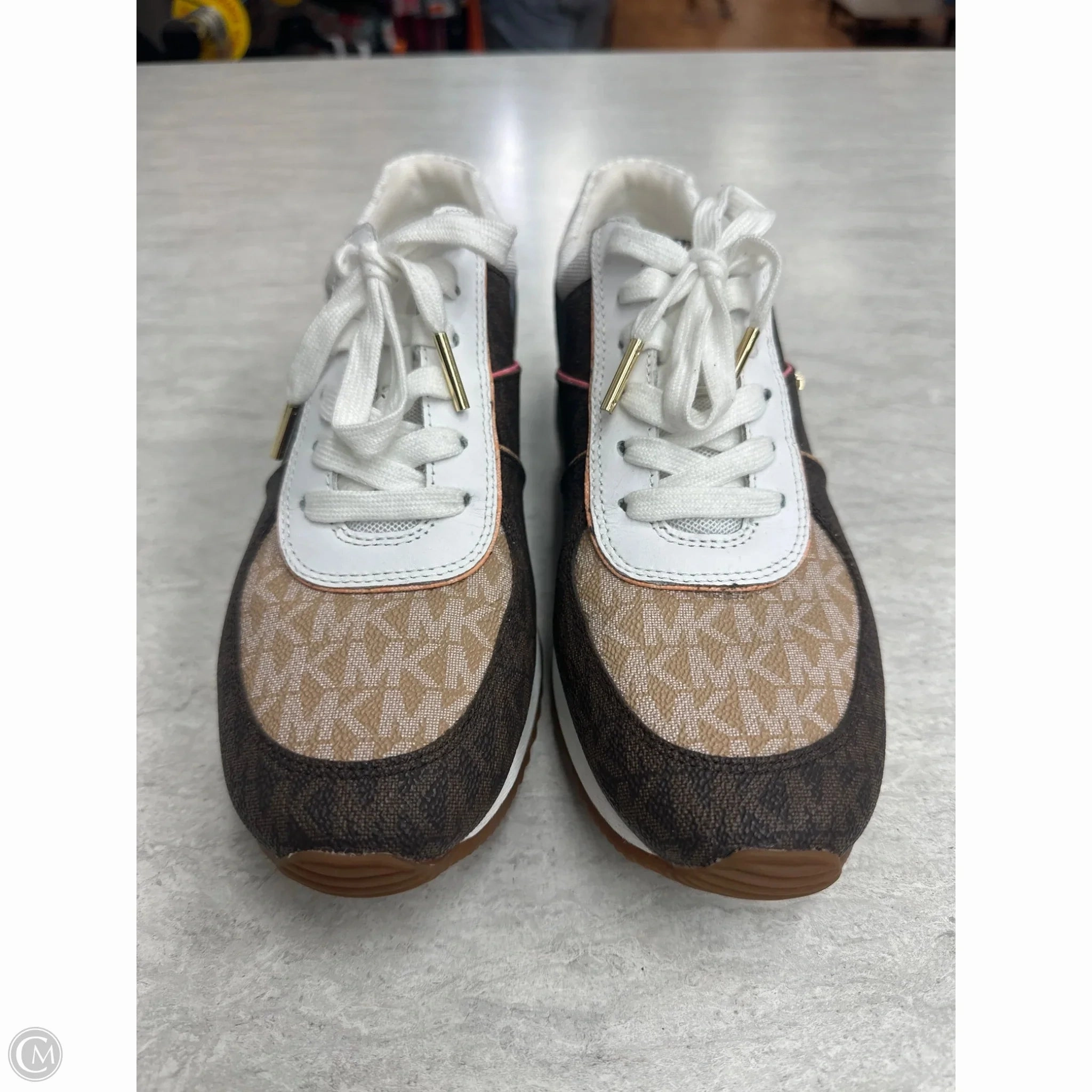 Temperature control Workout Shoes Sneakers By Michael By Michael Kors In Brown & White, Size: 9