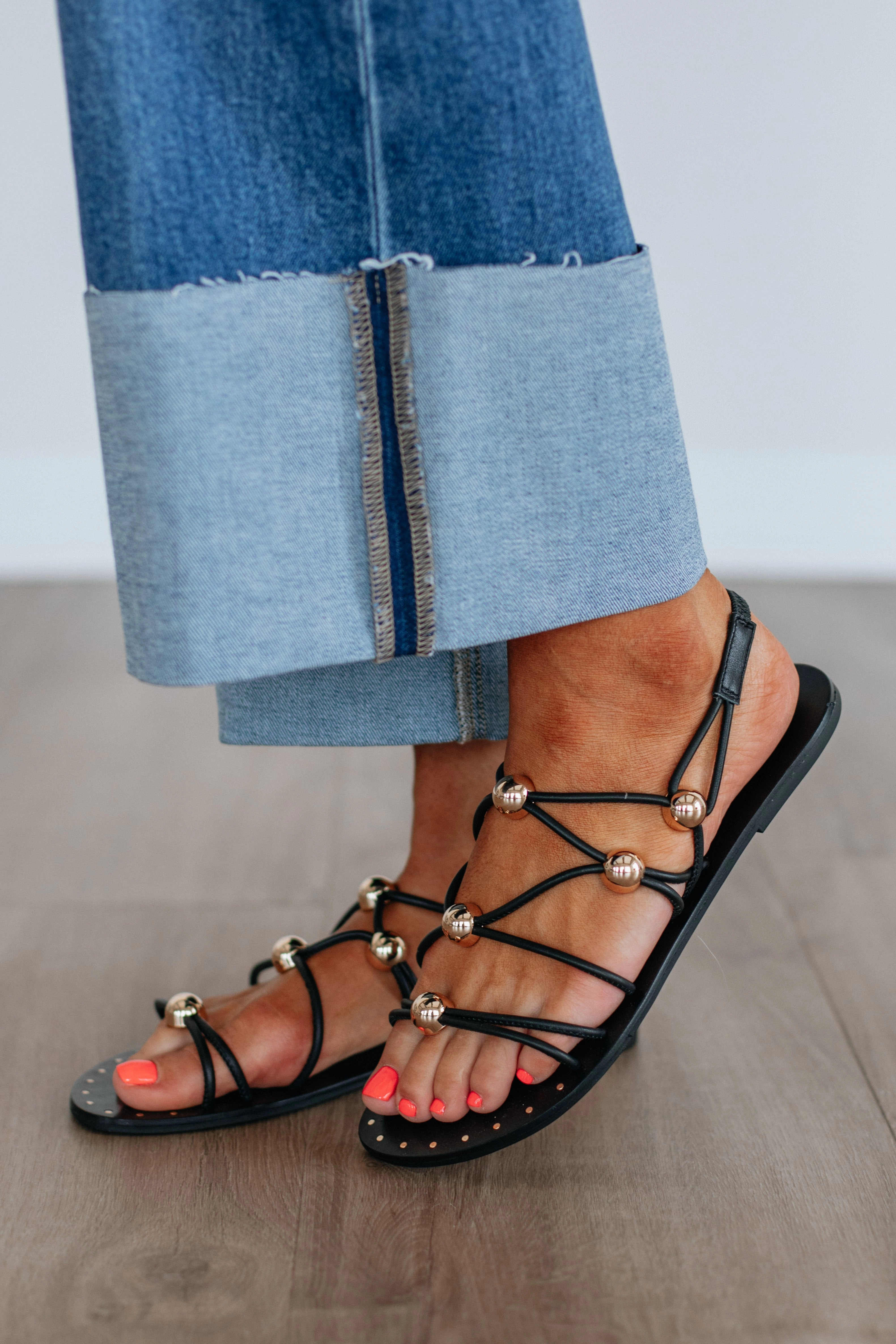 Fresh New Attitude Sandals - Black Adjustable Lace Closure Look Ready