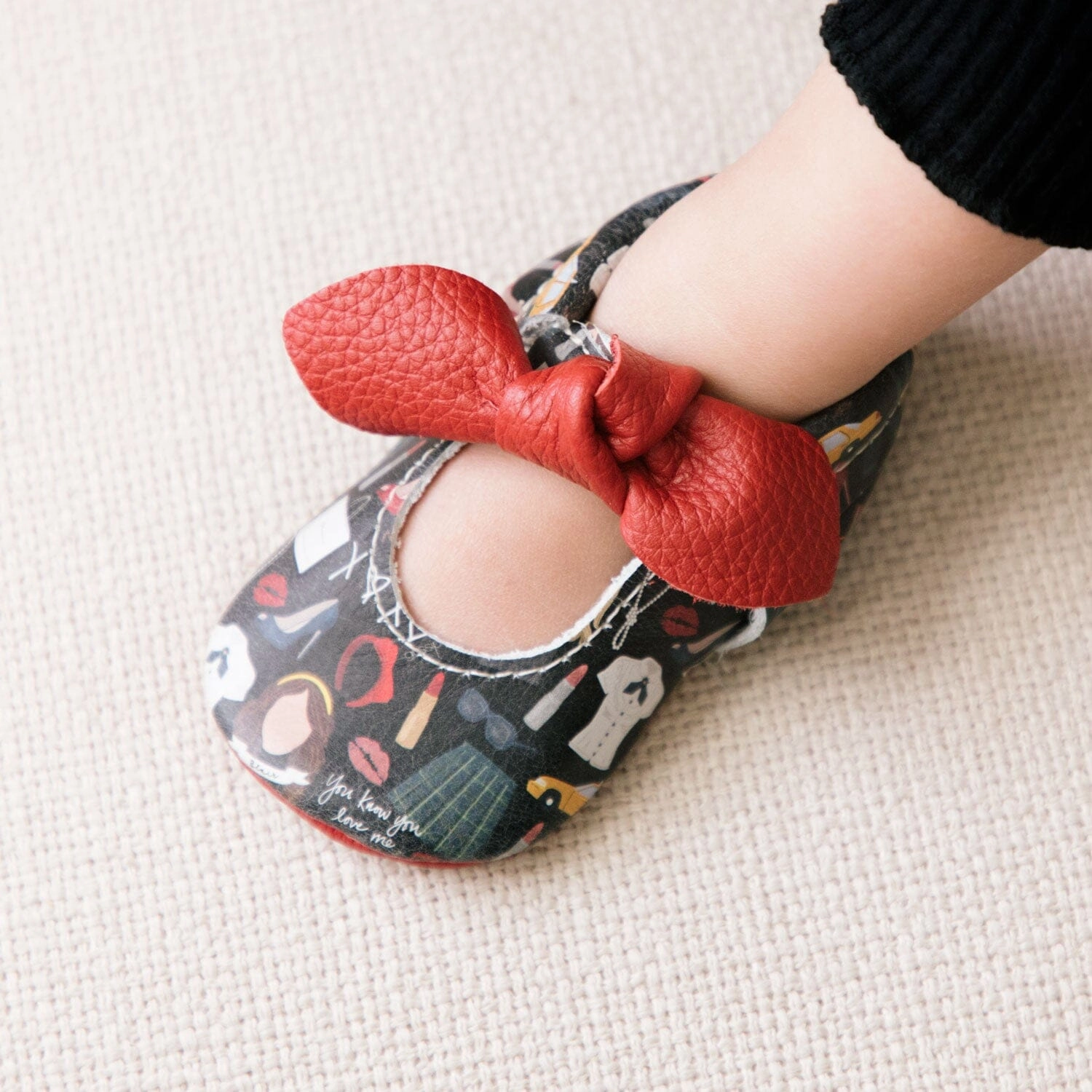 Slip On Mechanism Anti Static Construction Gossip Girl Knotted Bow Baby Shoe