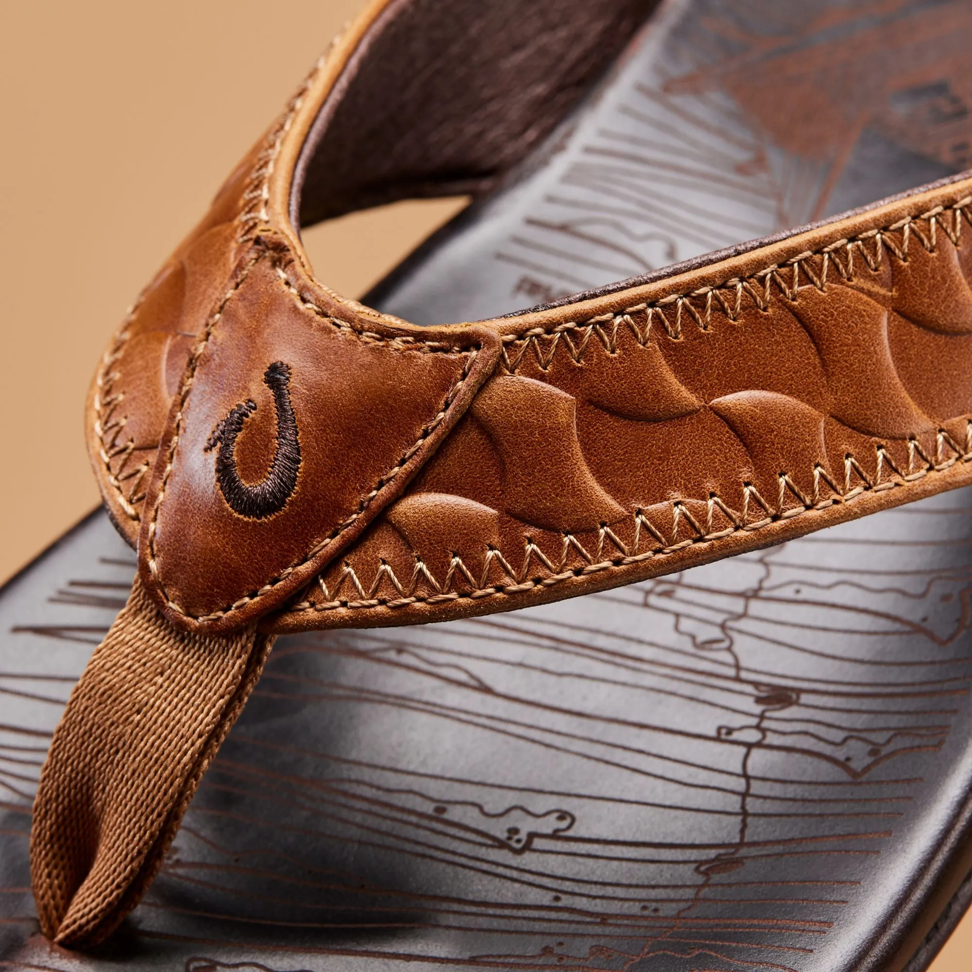 Hikianalia - Tan / Dark Java Functional Fit Sporty Flip-flops