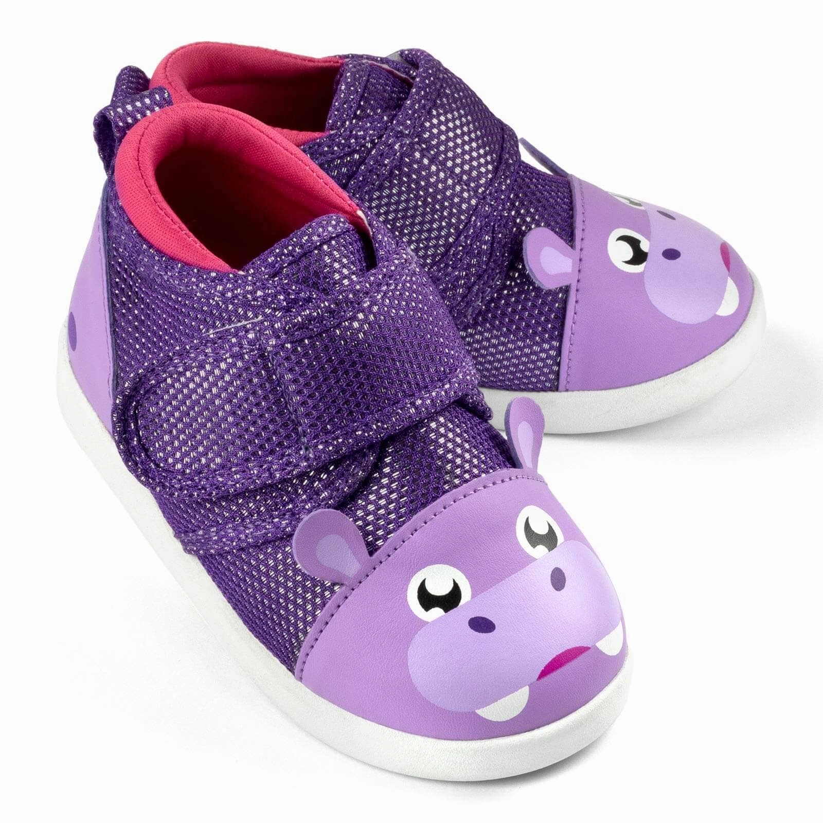construction Hot Mood Hippo Squeaky Toddler Shoes | Sparkly Purple
