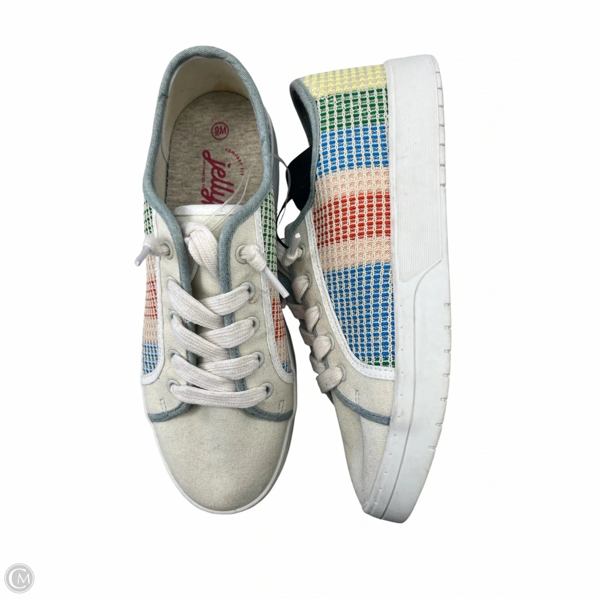 Temperature control Comfort-Oriented Shoes Sneakers By Jelly Pop In Blue & Orange, Size: 9