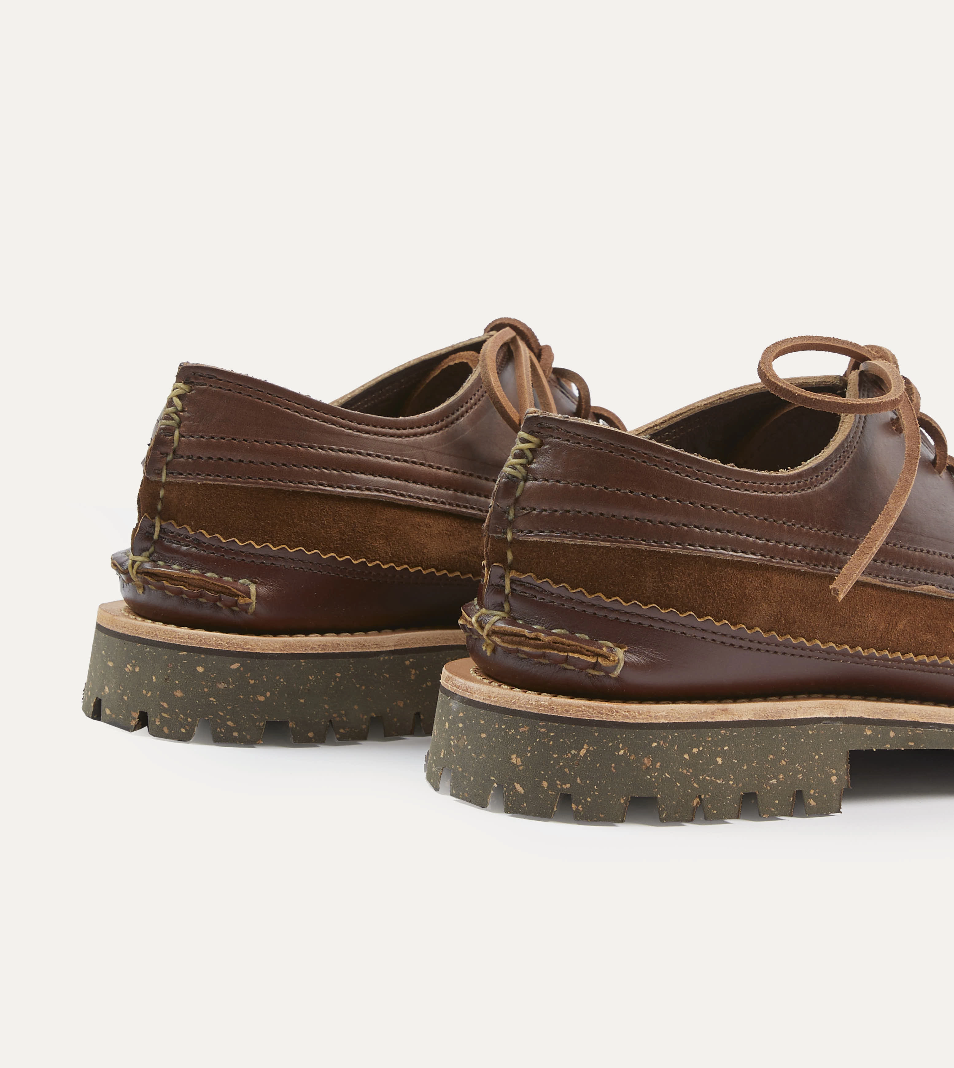 Yuketen Brown Leather Maine Guide Ox Shoe Fitness Vibe Fur Trim