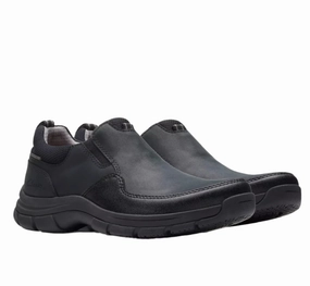 Clarks Men's Walpath Waterproof Step Slip-On - Black Bright tone Narrow Fit