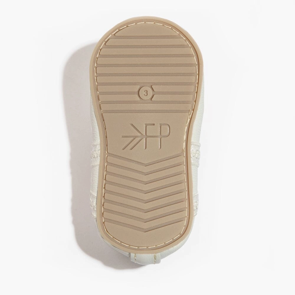 Ivory Lace Ballet Slipper Baby Shoe Basketball - inspired kids' shoes Sturdy Heel Support