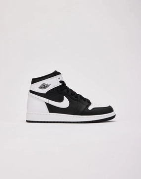 Jordan Air Jordan 1 Retro High OG 'Black and White' Grade-School BreathableMesh Sturdy Heel Support