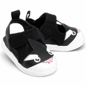 Killer Whale Squeaky Toddler Sandals | Black Sleek Travel Footwear Dressy Wear