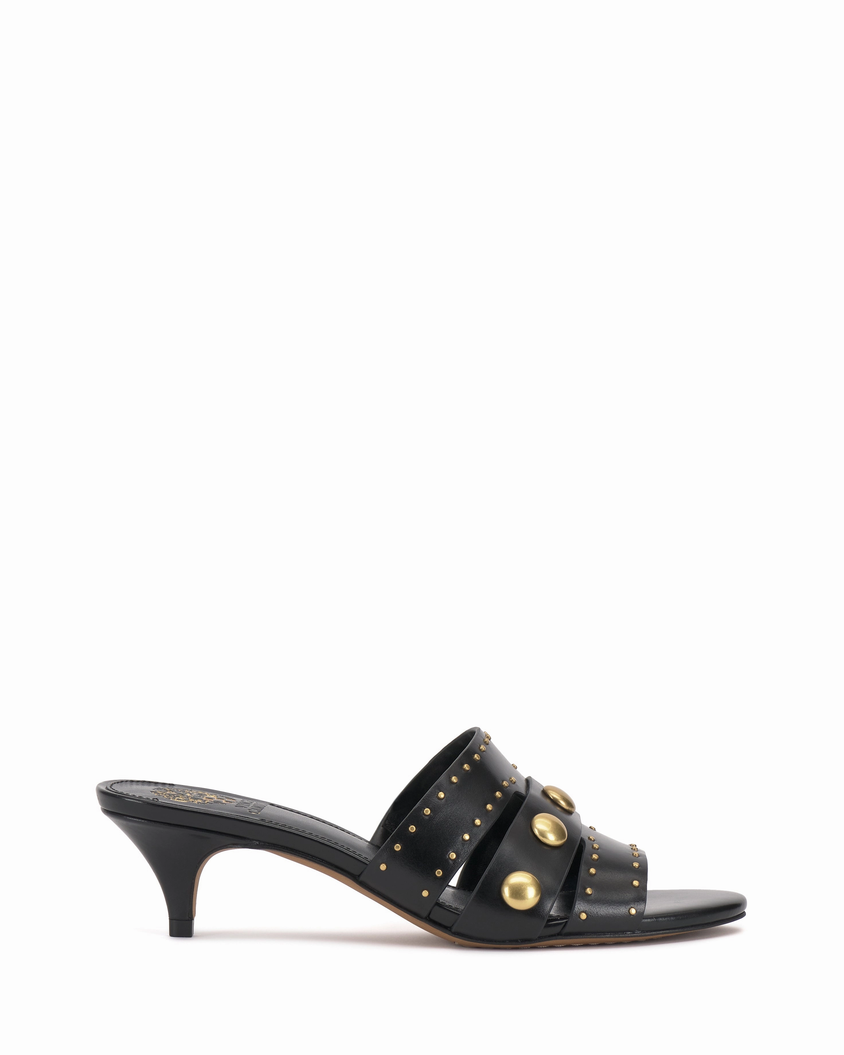 Kyler Studded Kitten Heel Sandal Balanced Heel Counter