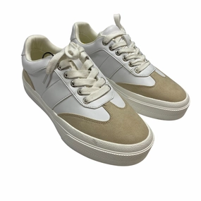 Cushioned Base Motion Grip Shoes Sneakers By J Slides In Tan & White, Size:7.5