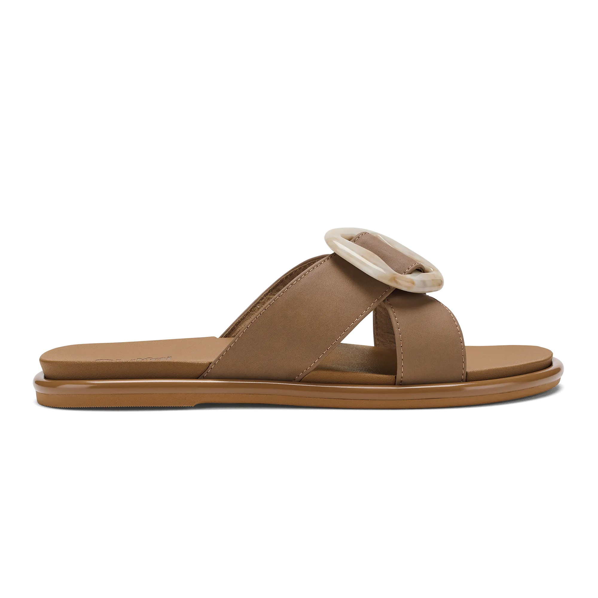 Travel Footwear Stacked Comfort Layers Lai Slide - Tan