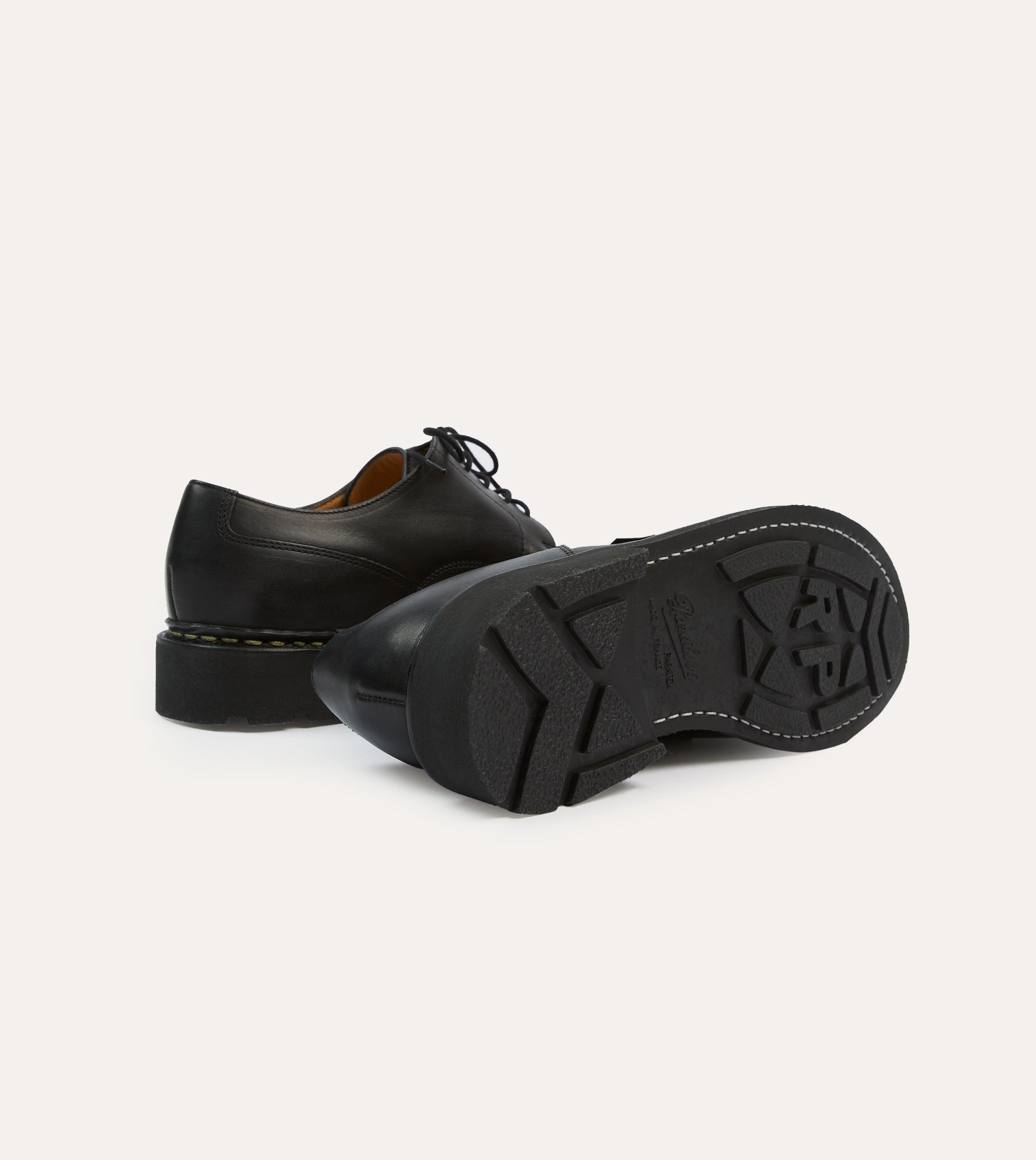 Paraboot Villandry Noir Calf Leather Derby Shoe Contoured Footbed Impact Resistance