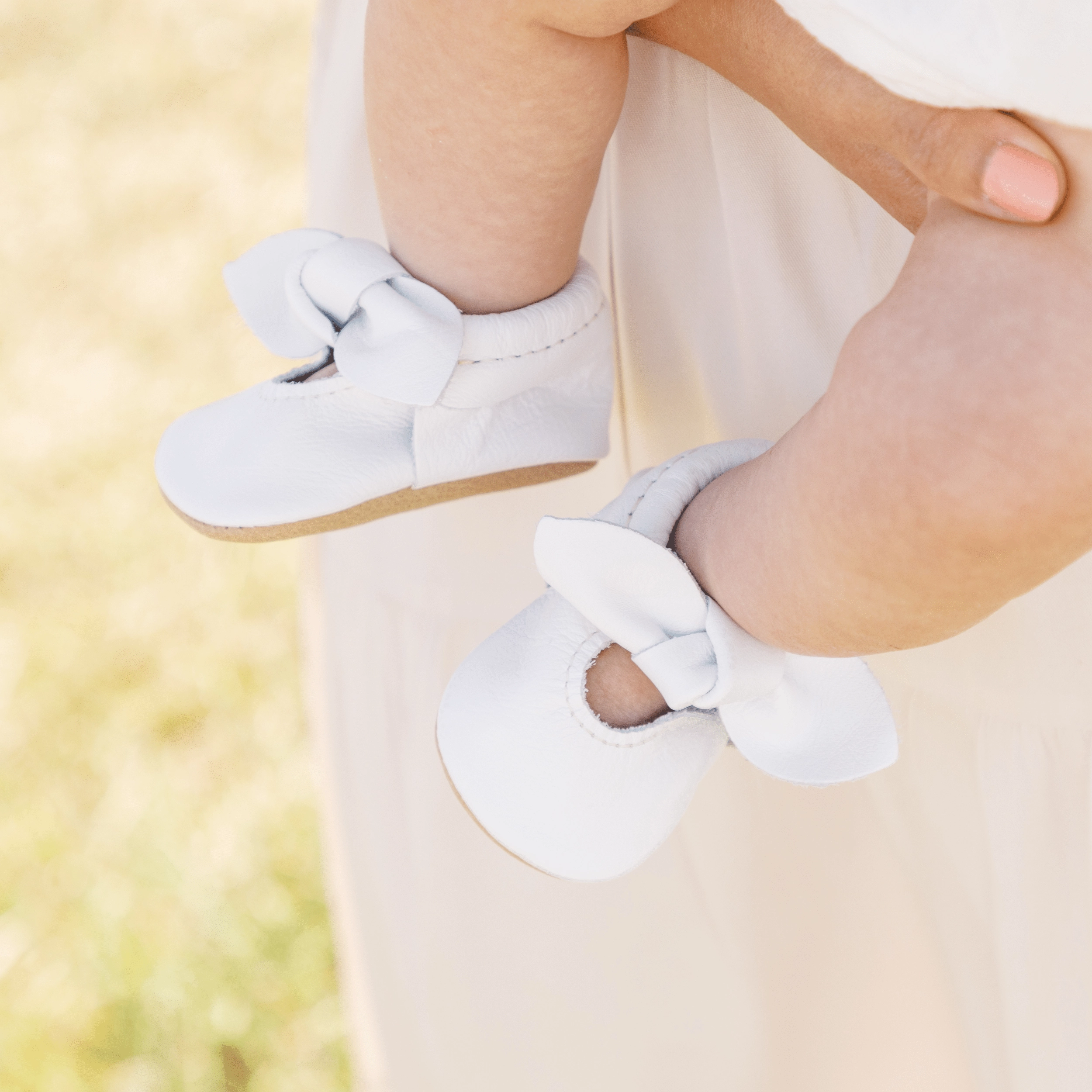 Child's clothing Toasted Bright White Knotted Bow Baby Shoe