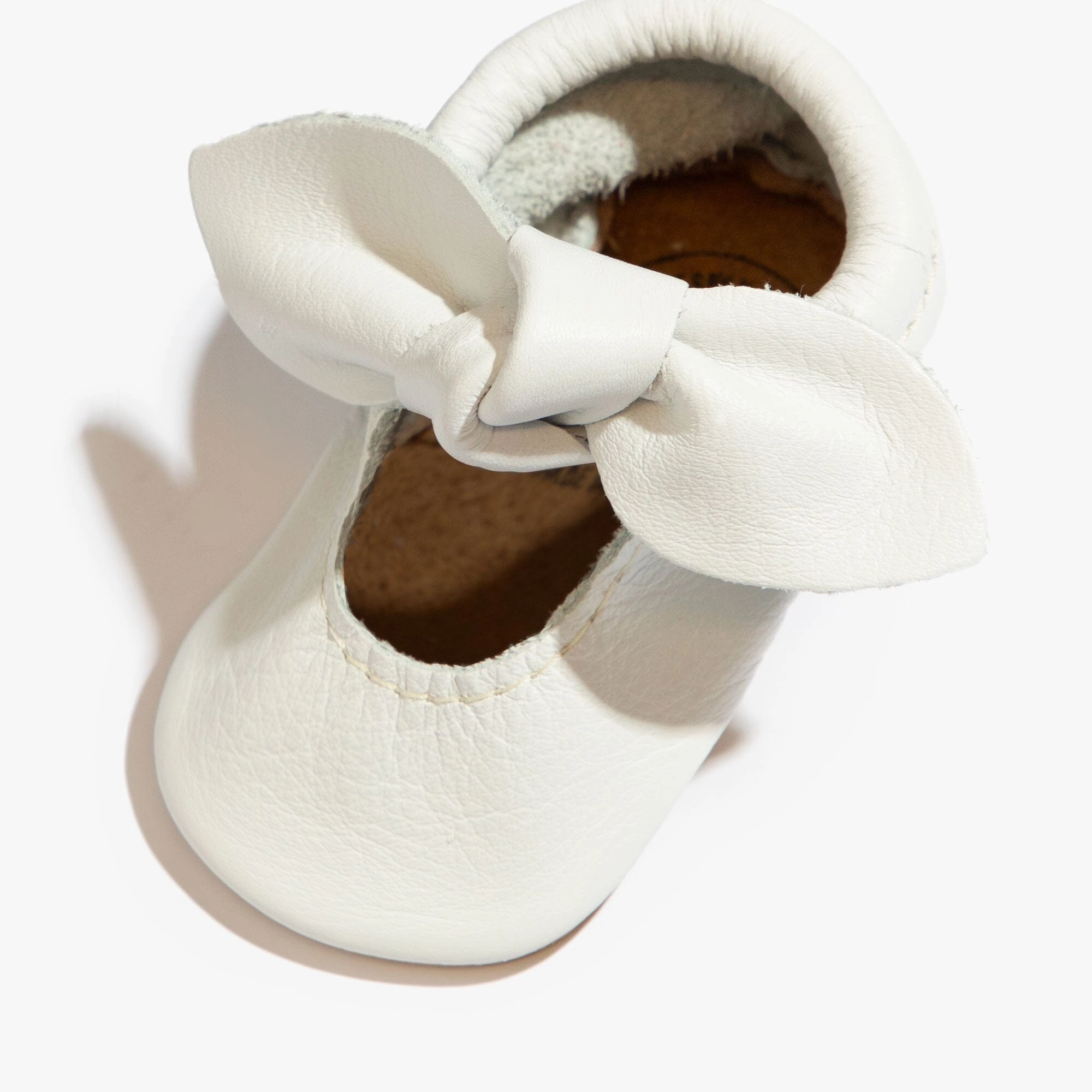 Toasted Bright White Knotted Bow Baby Shoe SnugFit SoftInsoles