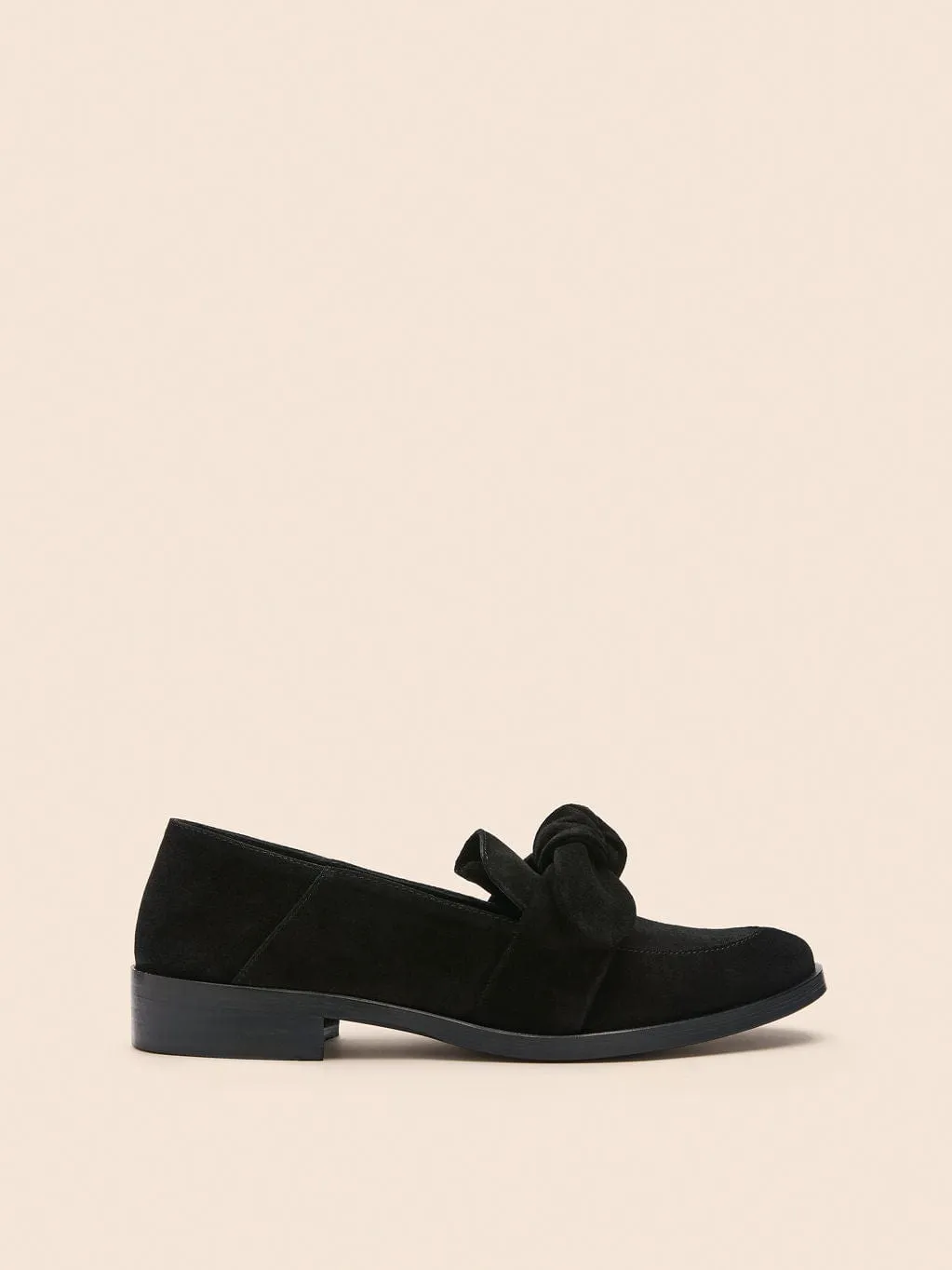 Valencia Black Suede Loafer Comfortable Footbed Flower Glow