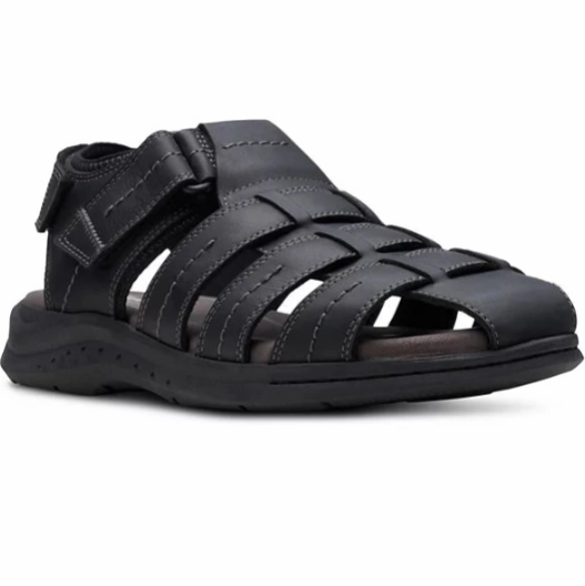 High Arch Clarks Men's Walkford Fish Sandel - Black