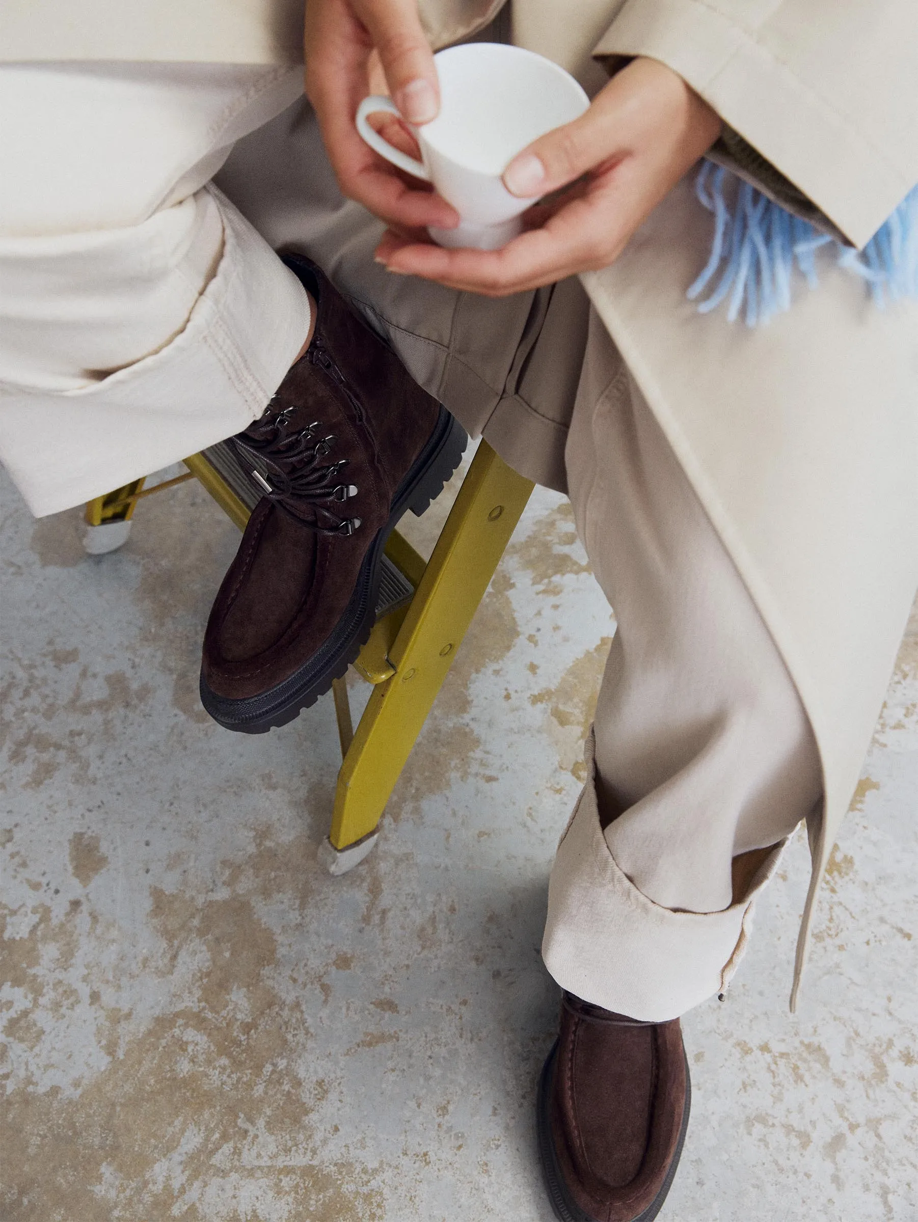 Lorena Brown Suede Unlined Boot Chunk Heel