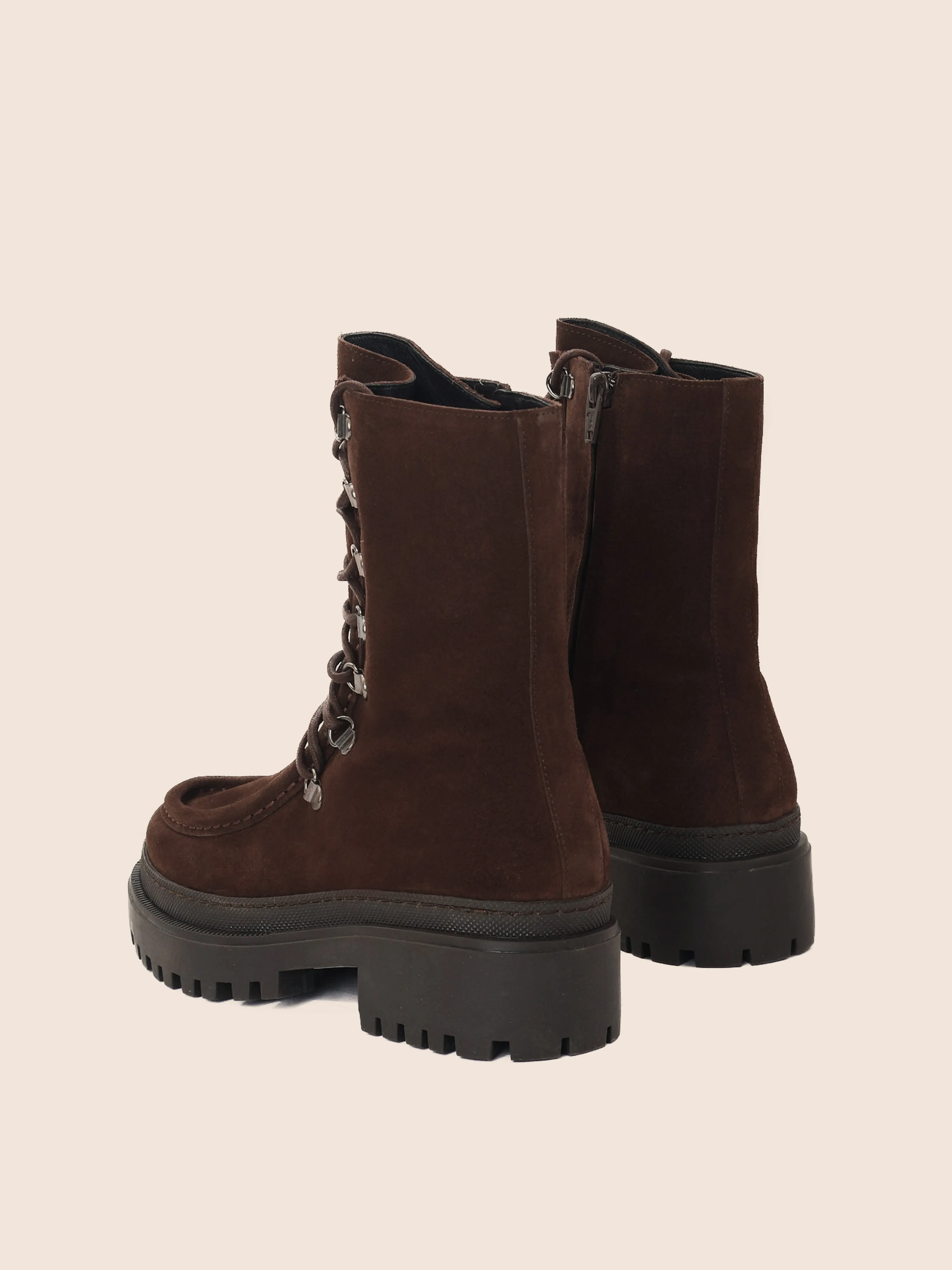 Comfortable Heel Counter Open Toe Design Lorena Brown Suede Unlined Boot