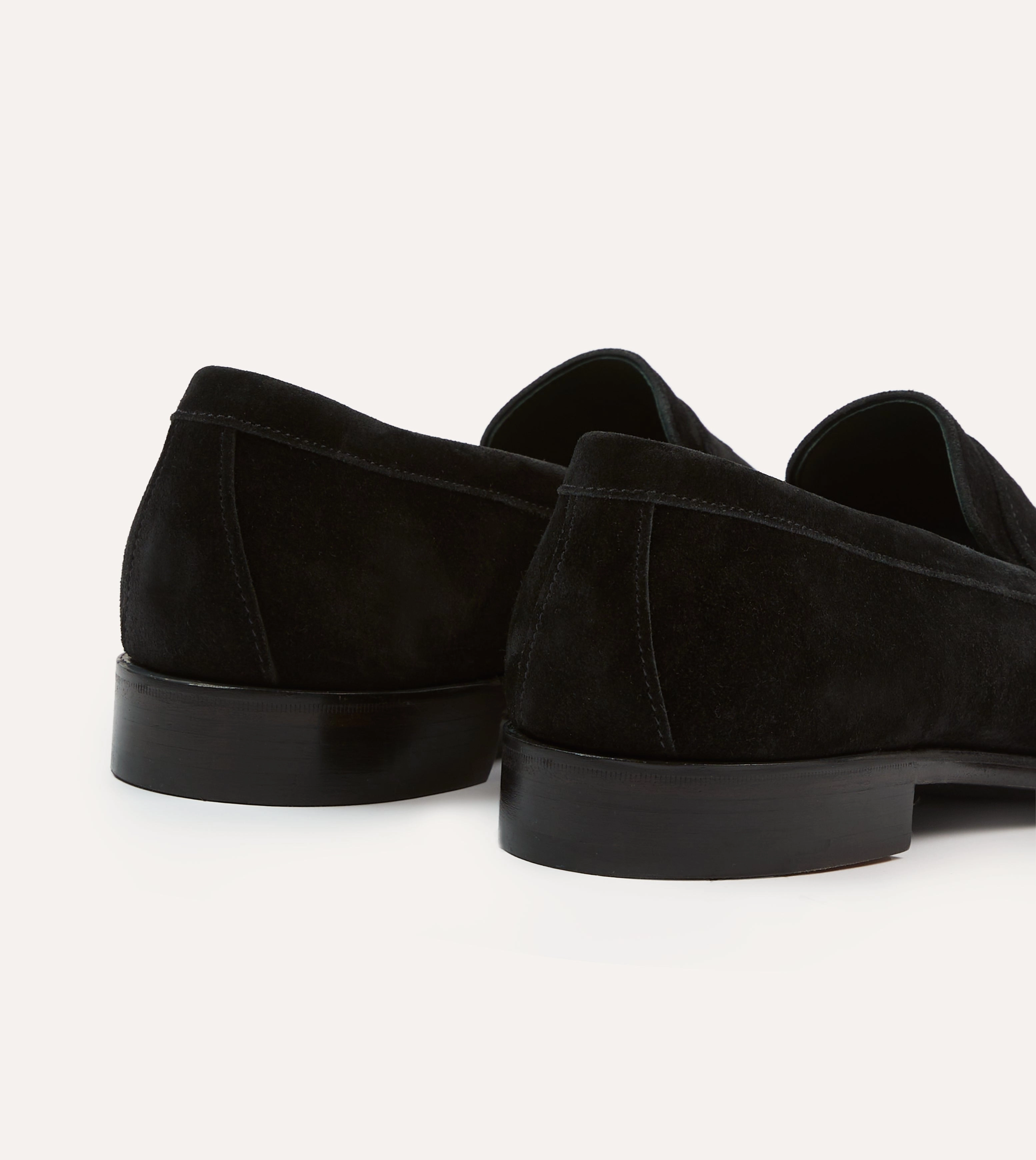 Drake's by A. Levine Black Suede Charles Mk II Goodyear Welted Penny Loafer Bride Shade Motion Friendly
