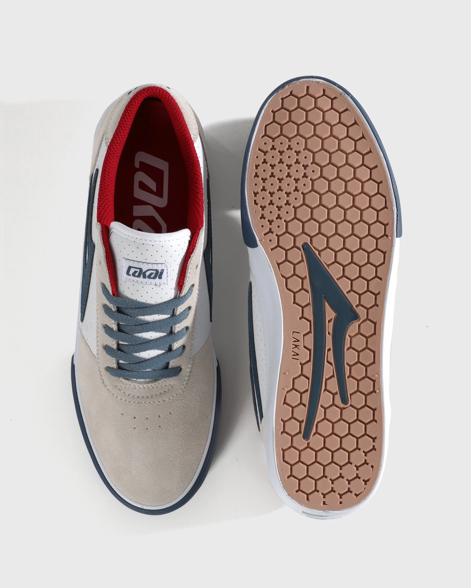 Cushioned Base Work Commute Earth Tone Manchester - White Suede Navy Perf