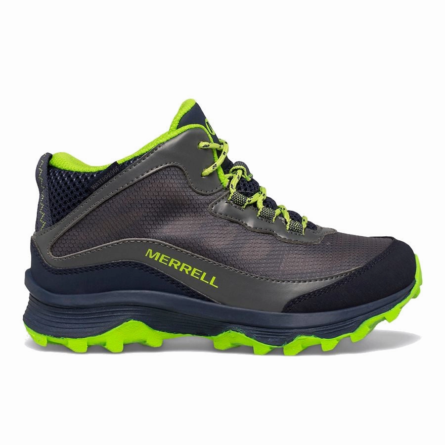night walk Swim Ready Merrell Kids' Moab Speed Mid Waterproof - Navy/Grey/Lime