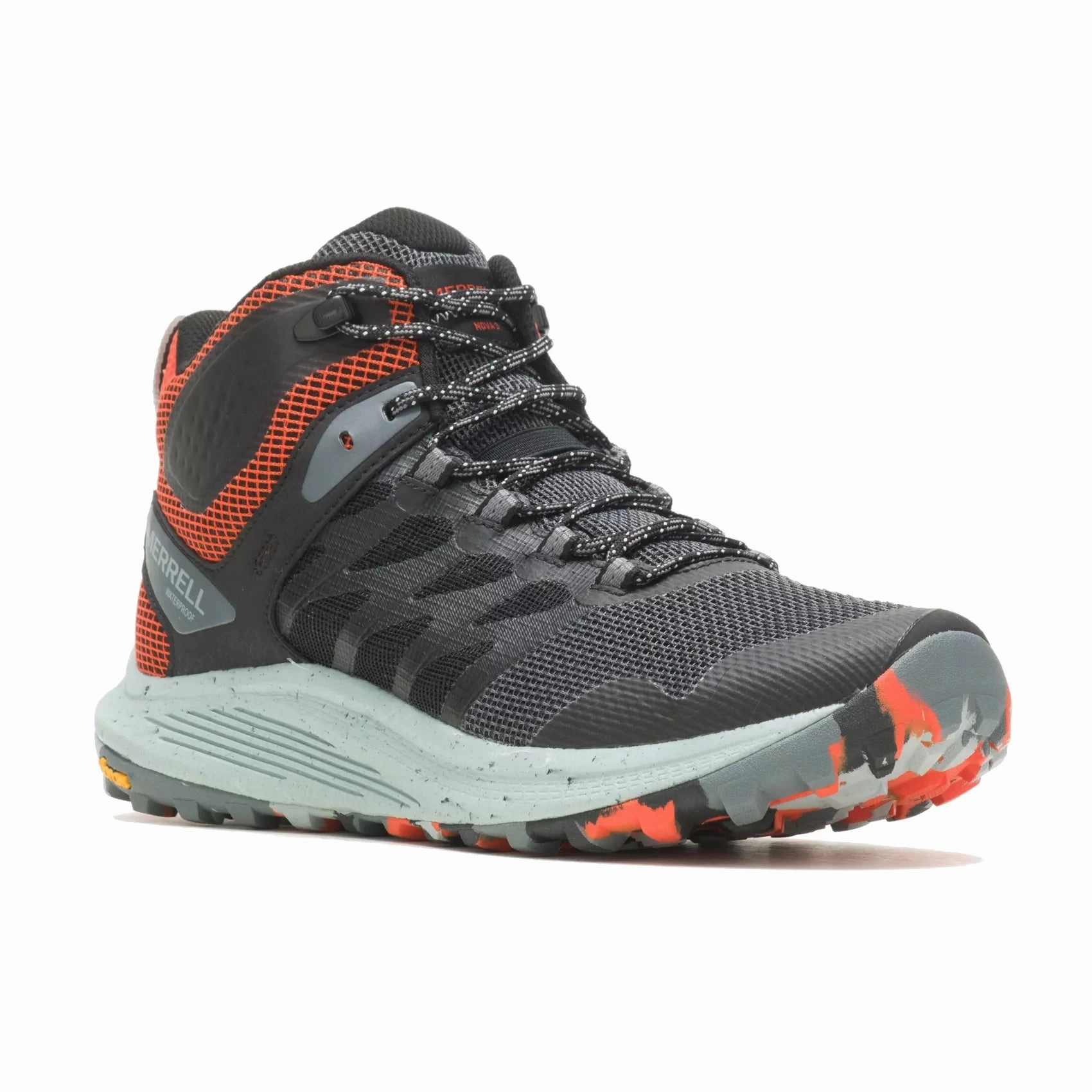 Merrell Men's Nova 3 Waterproof Mid - Black/Tangerine Comfort Midsole Desert Cool