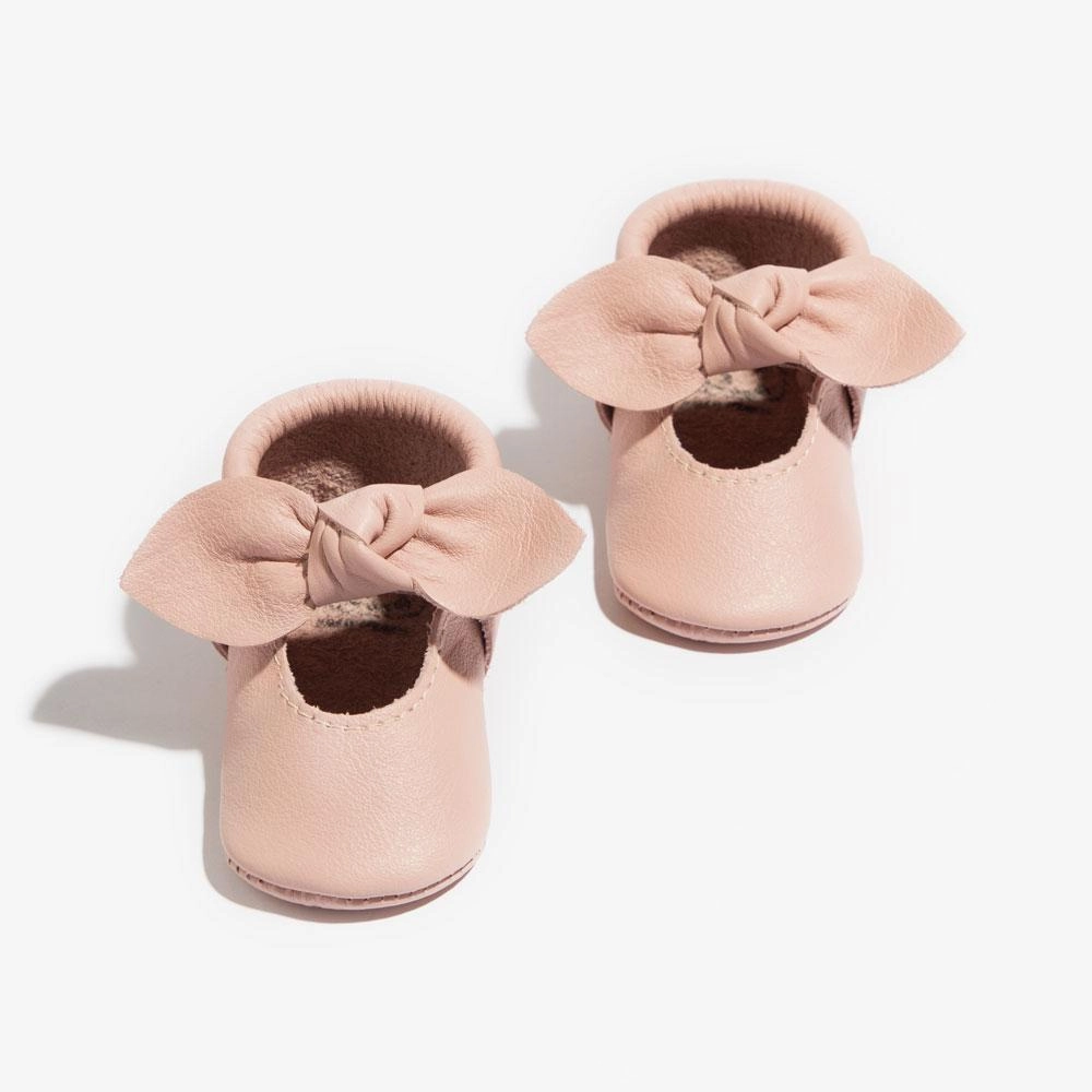 Blush Knotted Bow Baby Shoe ElasticHeel