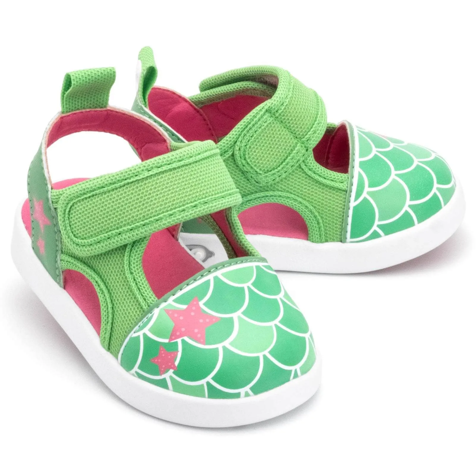 Mermaid Squeaky Toddler Sandals | Green Rubber Toe Guard Boys' specific shoes