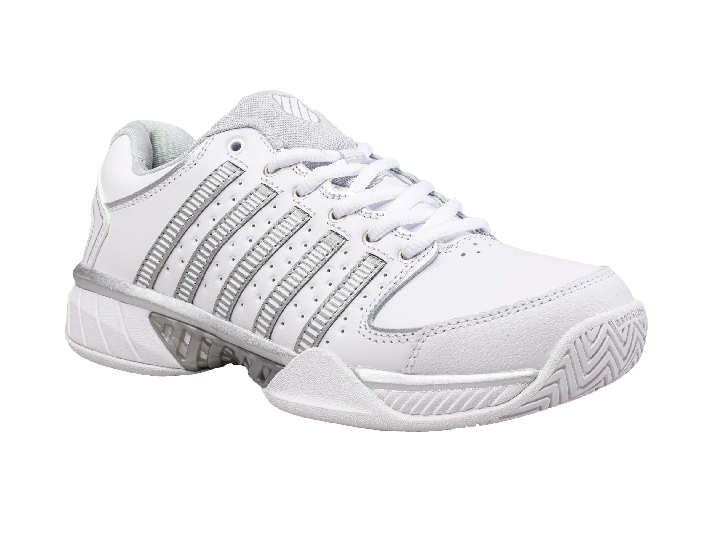 93379-107-M | WOMENS HYPERCOURT EXPRESS LEATHER | WHITE/SILVER/GLACIER GRAY Bright Gold Flexible Design