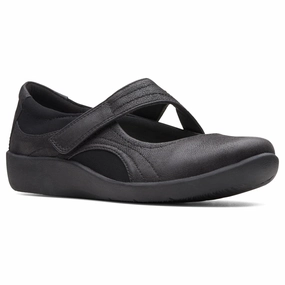 Clarks Women's Sillian Bella Mary Jane - Black Balanced Heel Counter