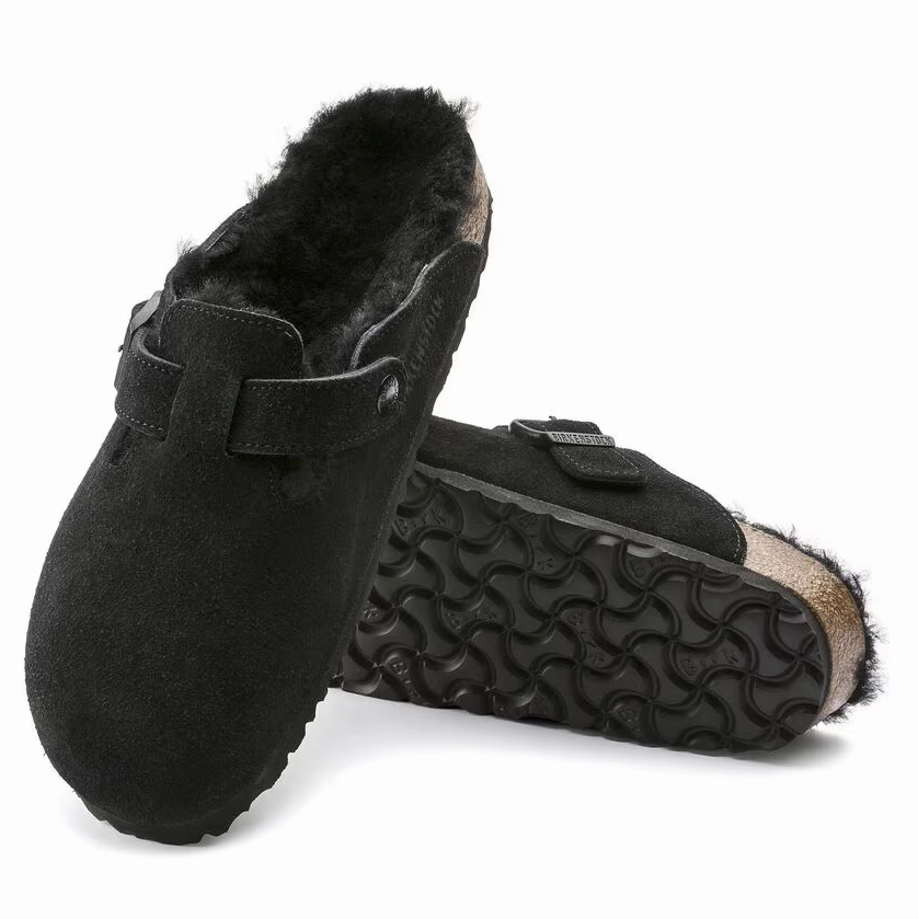 Birkenstock Unisex Boston Shearling Clog - Black Garden Slippers