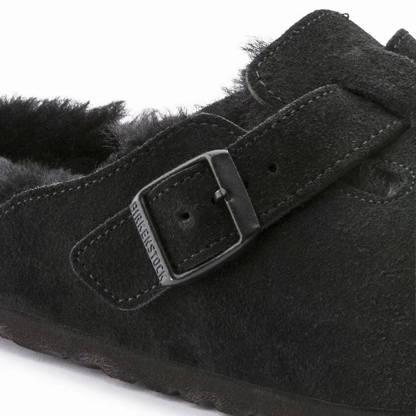 Birkenstock Unisex Boston Shearling Clog - Black Warm Weather Shoes Premium Comfort Slides