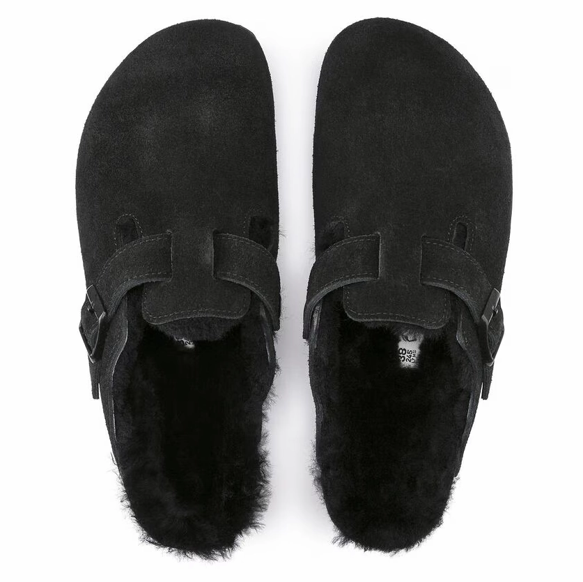 Durable Fit Sandals Narrow Fit Birkenstock Unisex Boston Shearling Clog - Black